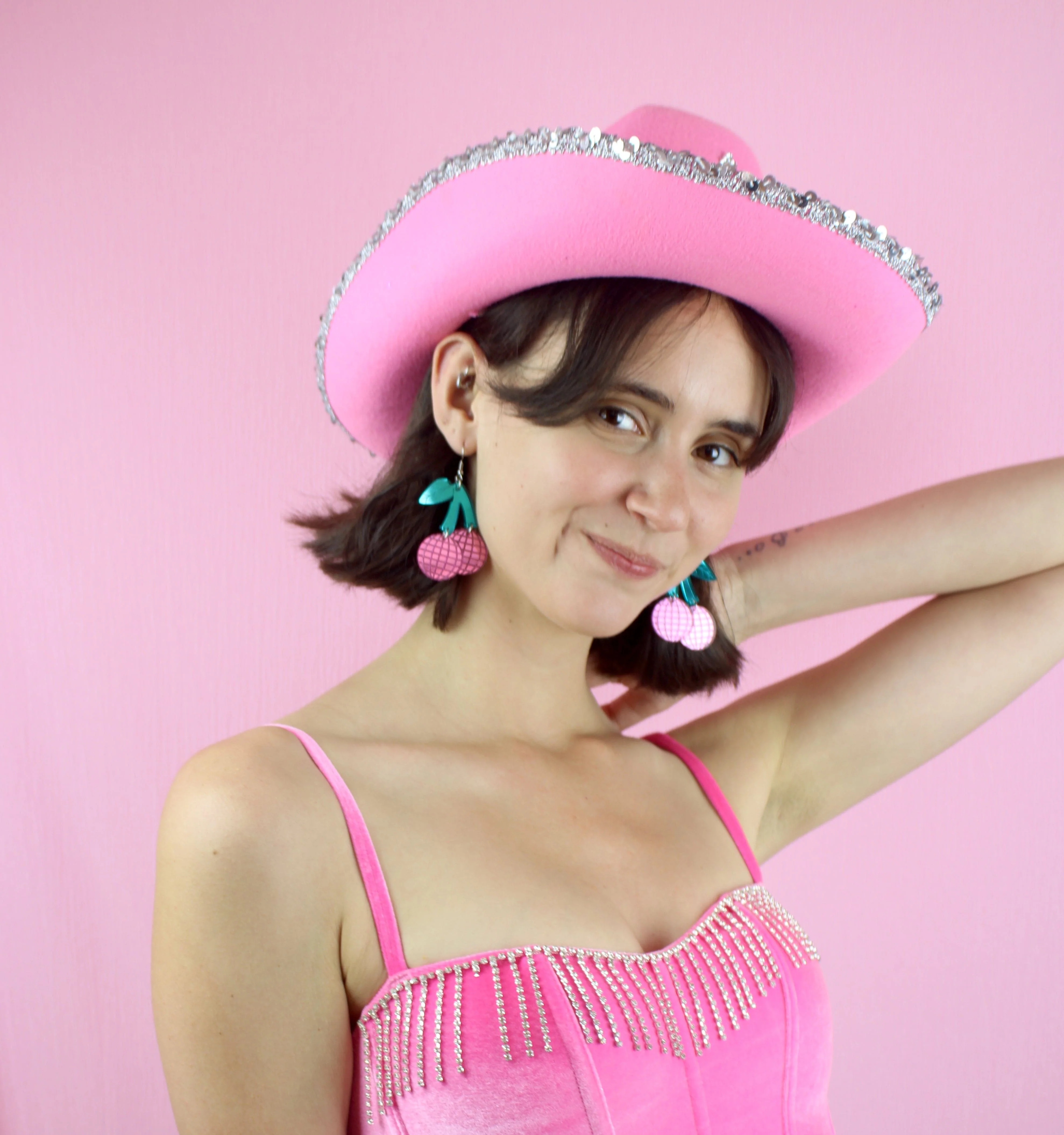 Pink Disco Cherry Earrings - Image 6