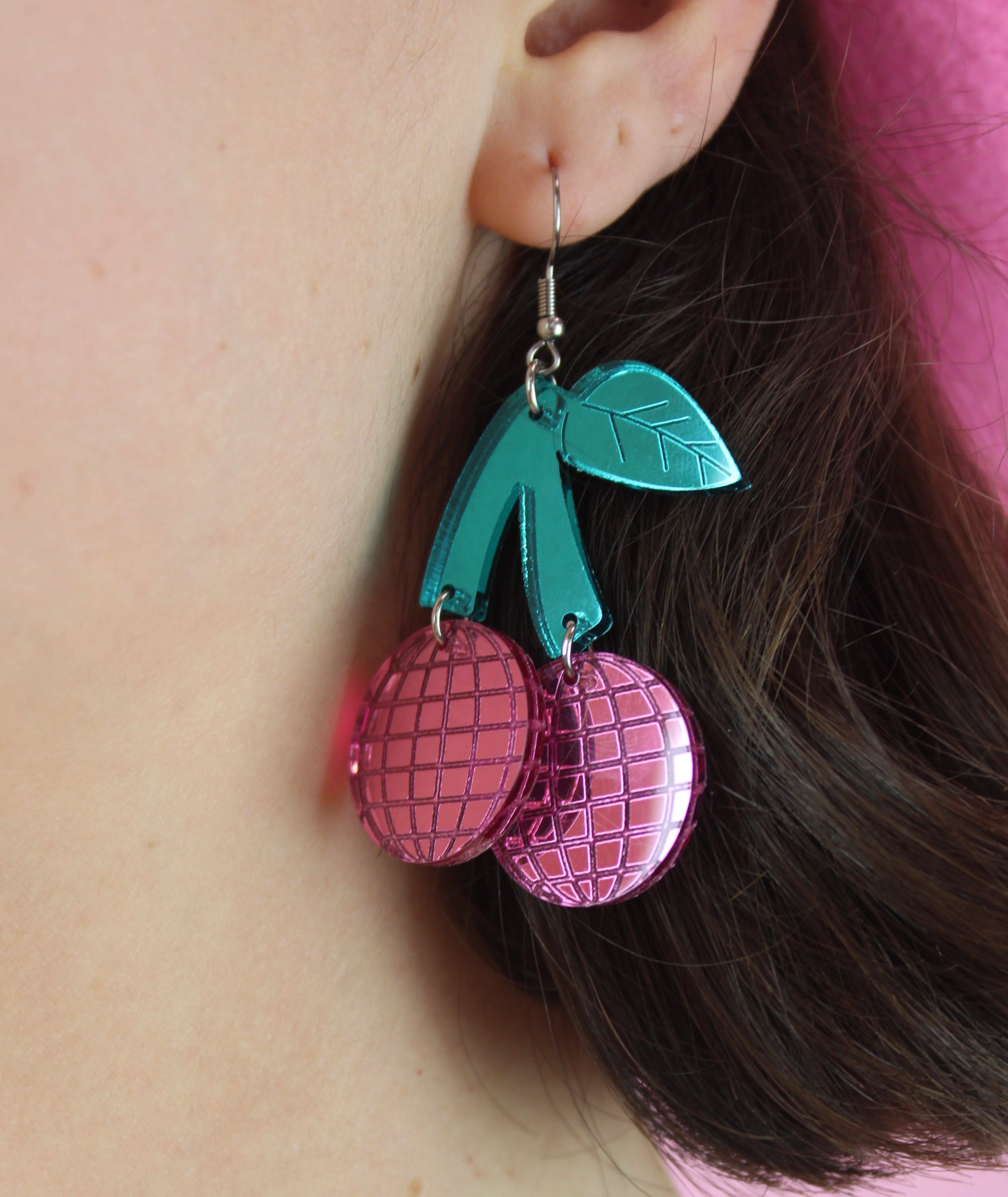 Pink Disco Cherry Earrings - Image 8