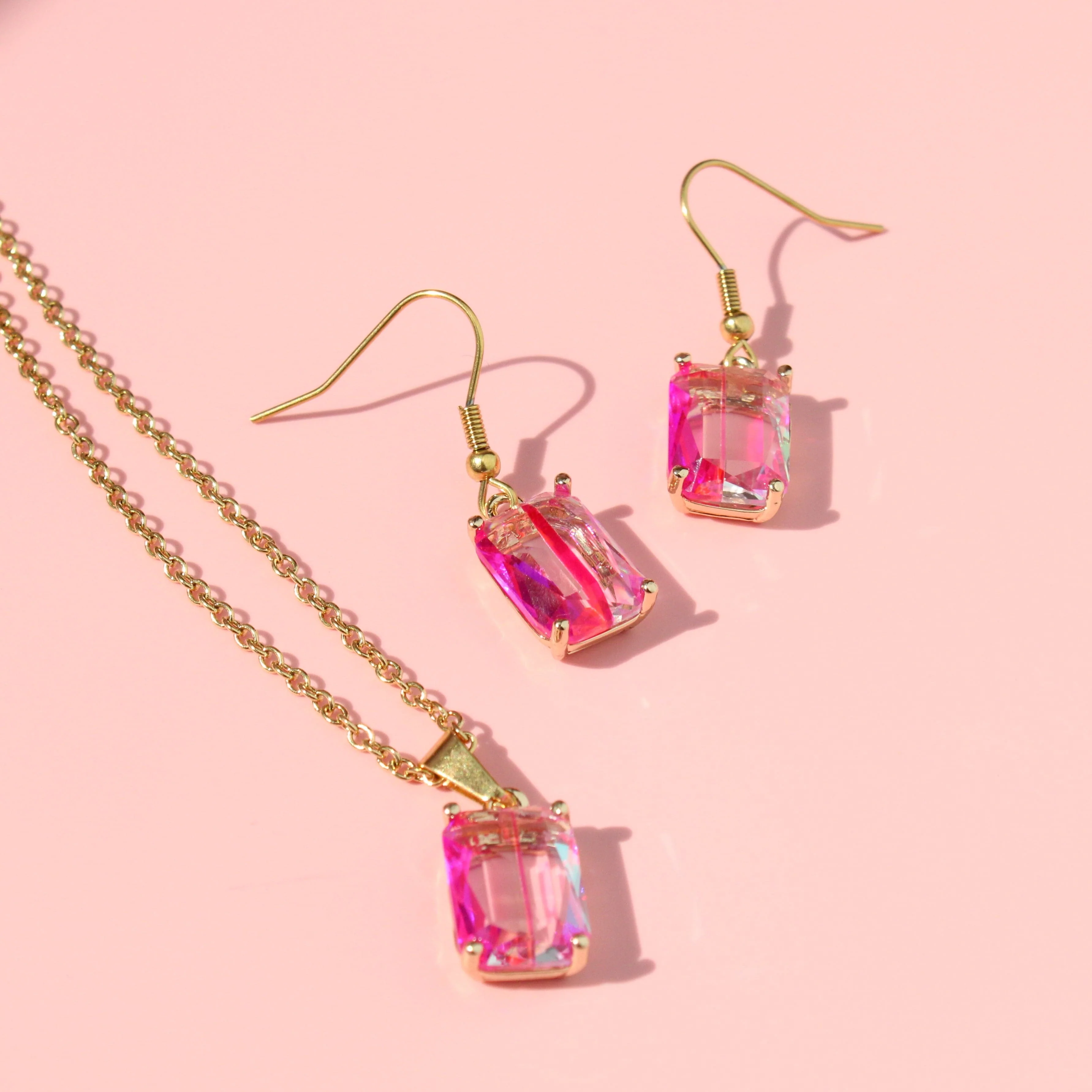 Pink Emerald Cut Necklace - Image 5