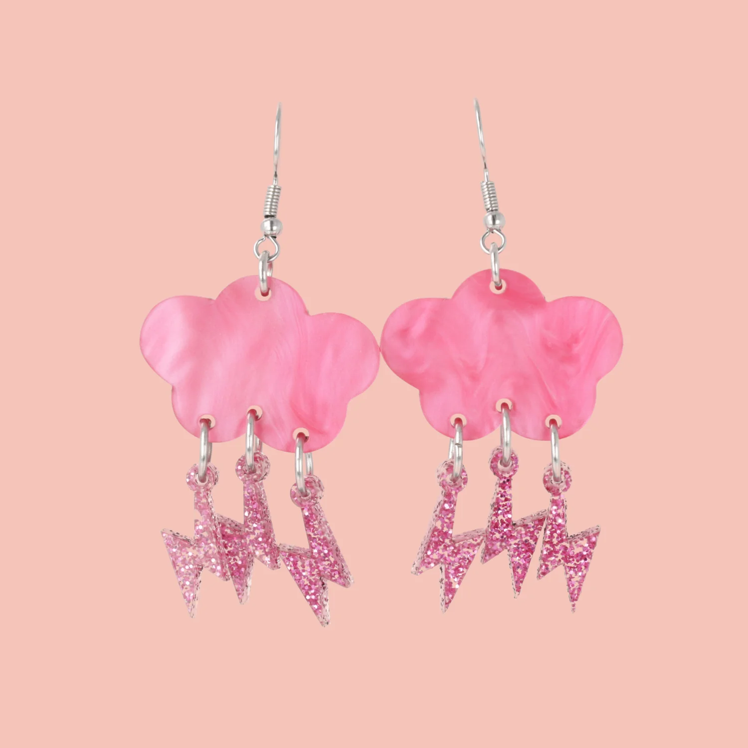 Pink Glitter Acid Lightning Earrings - Image 2