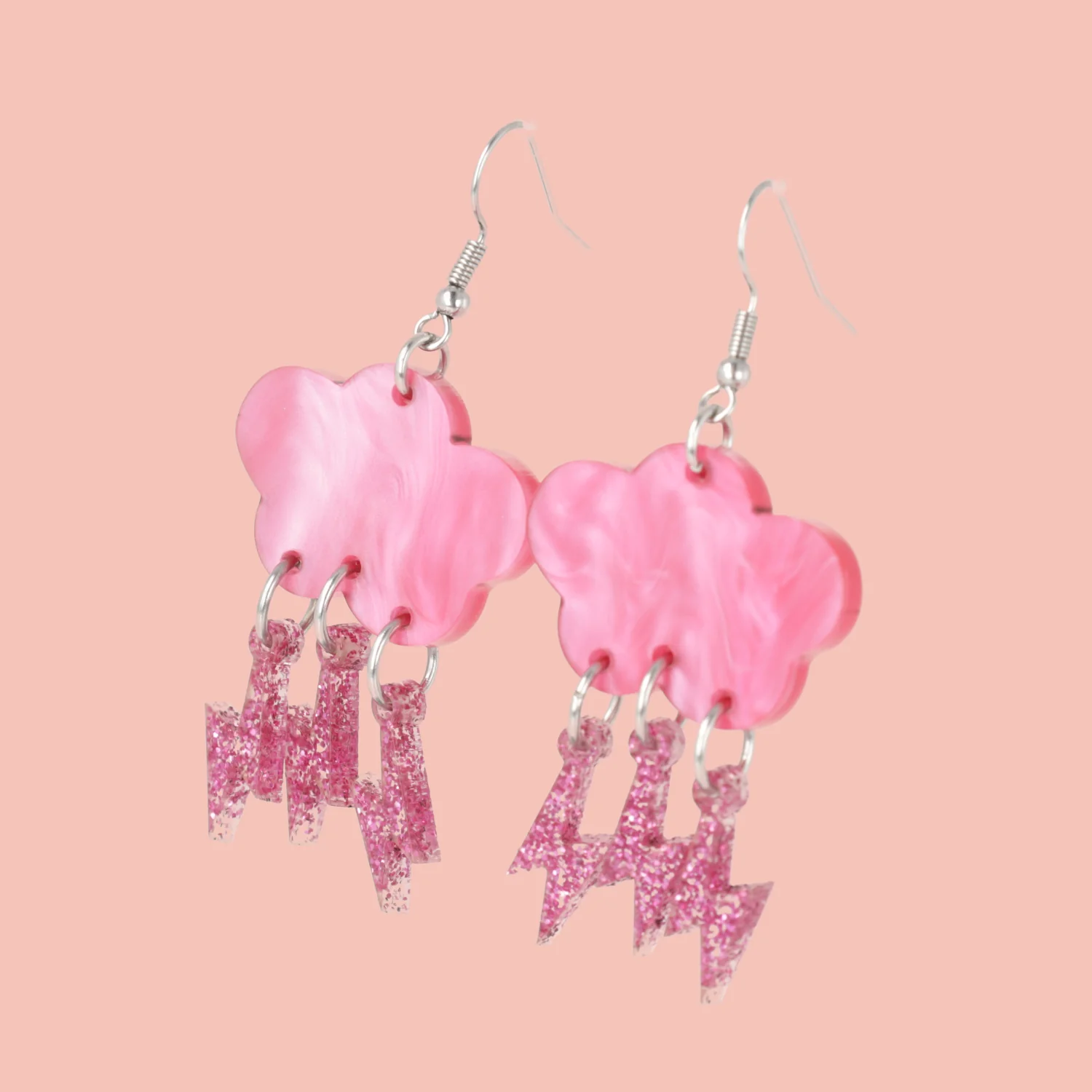Pink Glitter Acid Lightning Earrings - Image 4