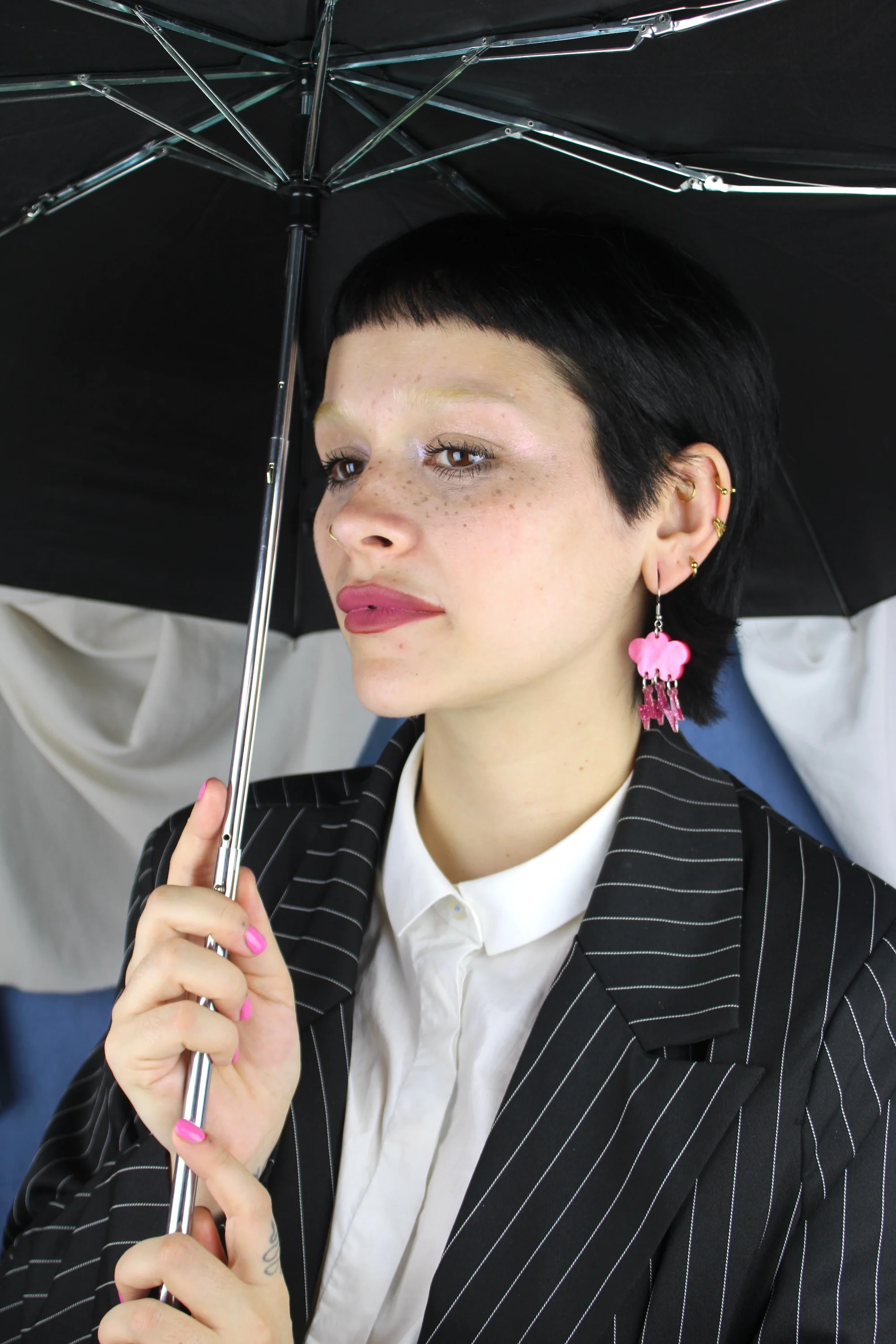 Pink Glitter Acid Lightning Earrings - Image 5