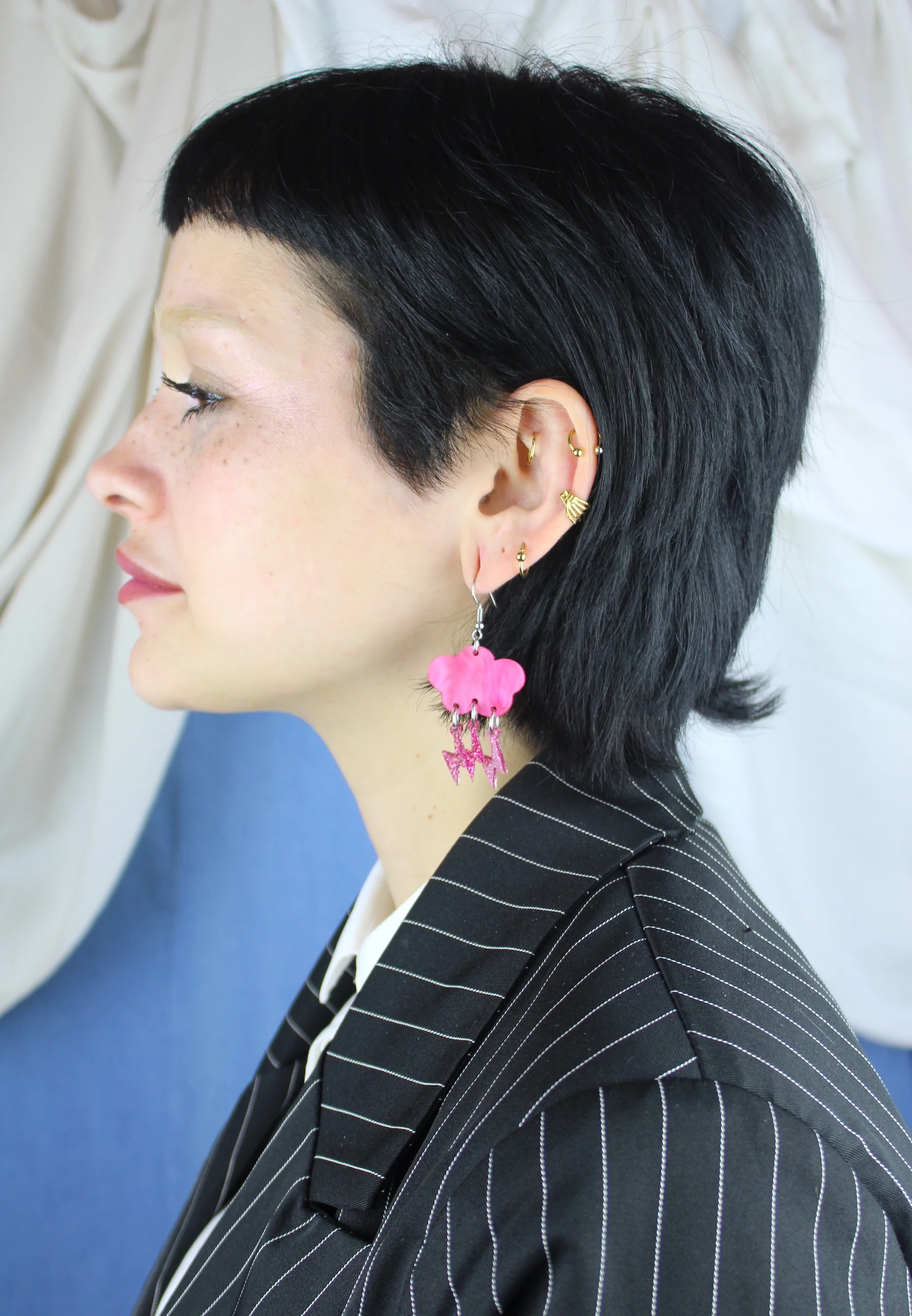 Pink Glitter Acid Lightning Earrings - Image 6