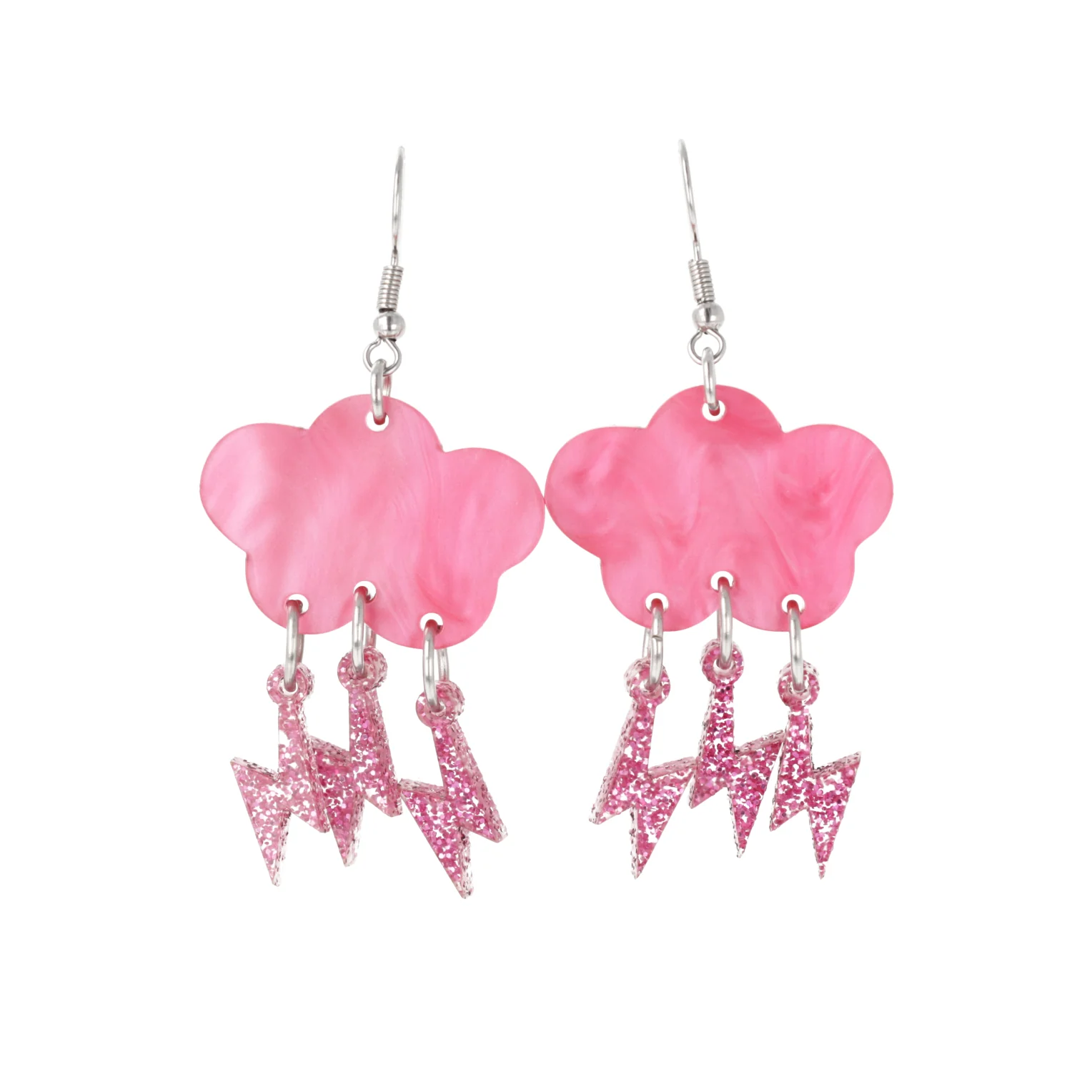 Pink Glitter Acid Lightning Earrings - Image 7