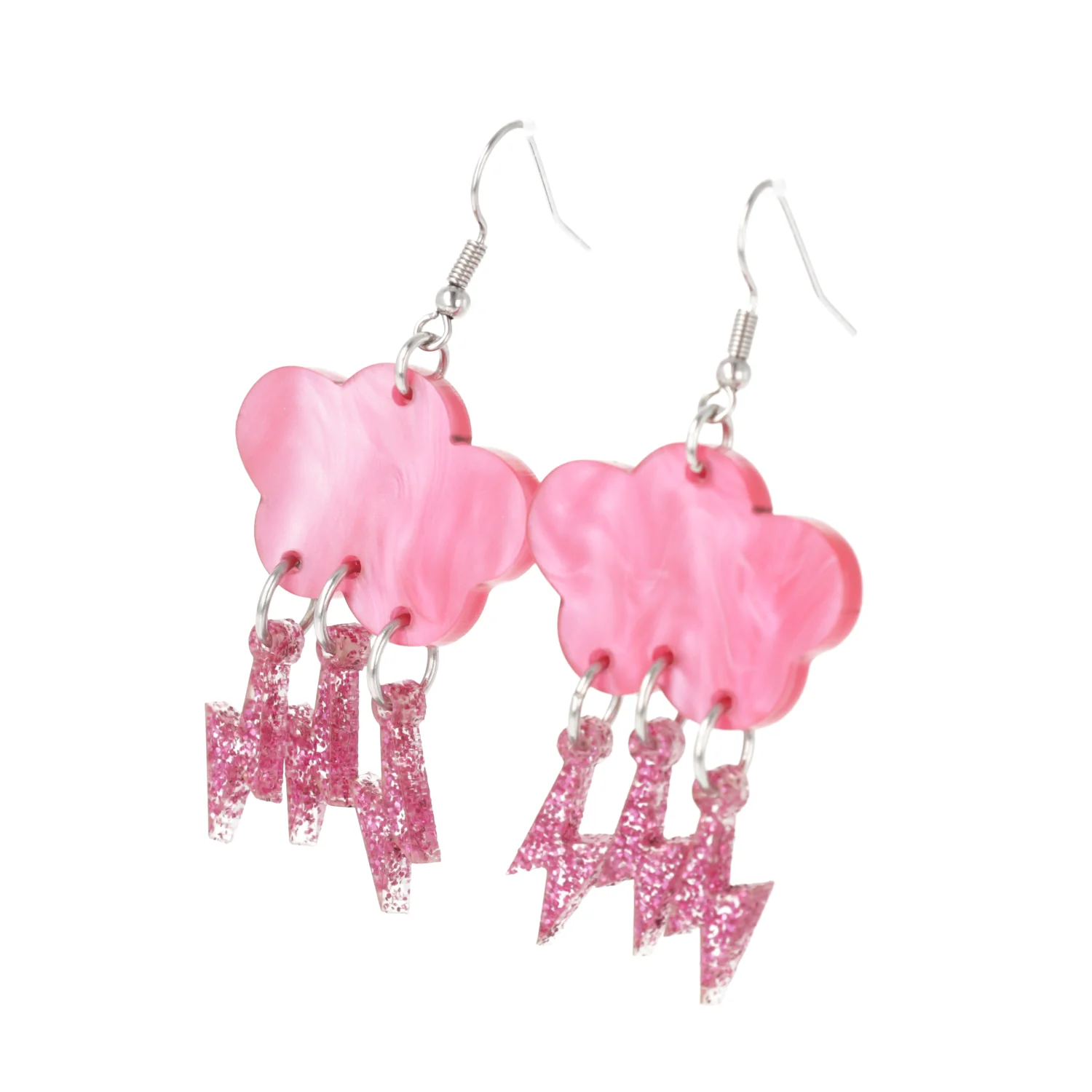 Pink Glitter Acid Lightning Earrings - Image 8