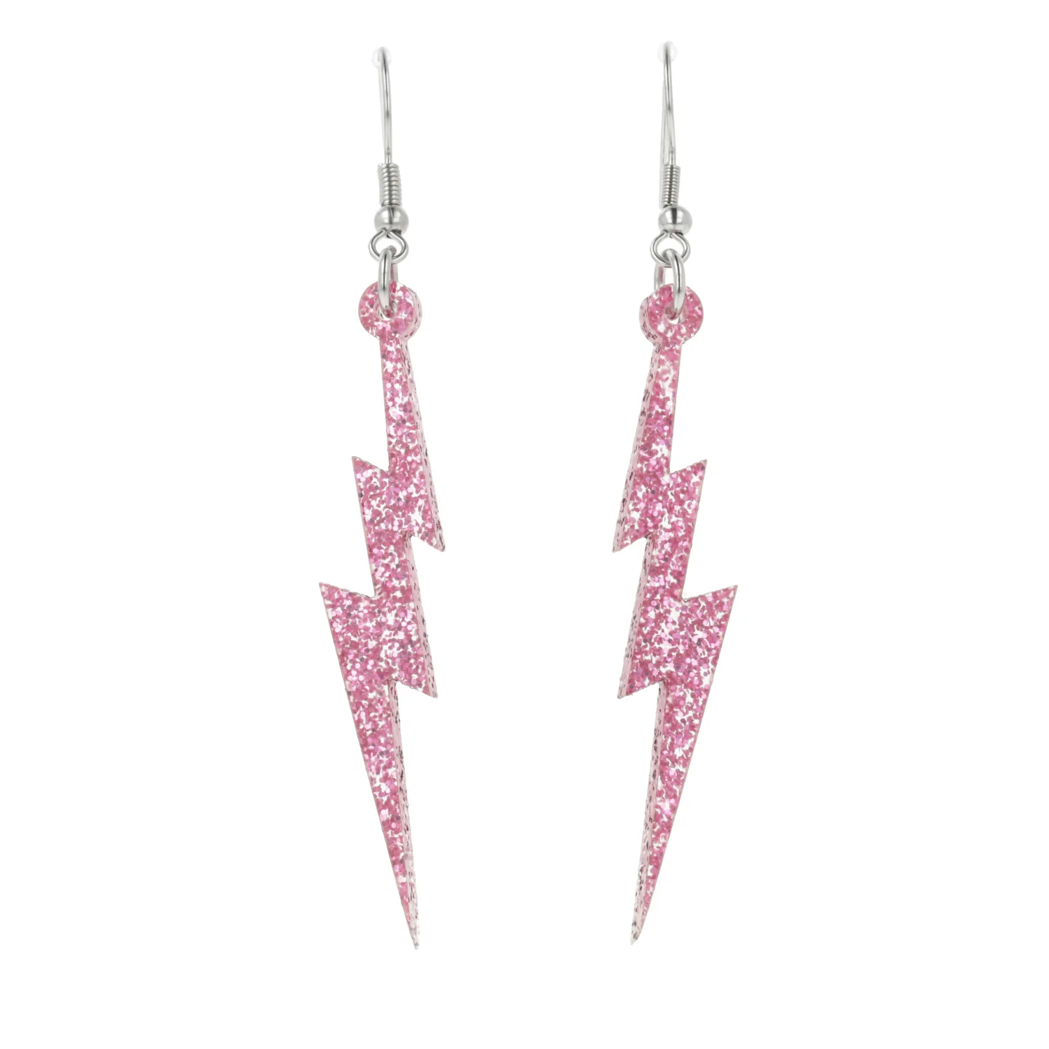 Pink Glitter Lightning Bolt Earrings - Image 7
