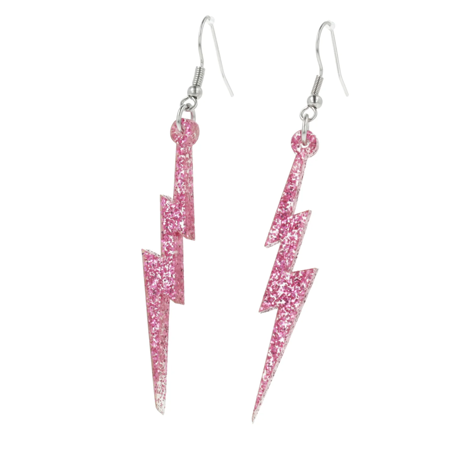 Pink Glitter Lightning Bolt Earrings - Image 8