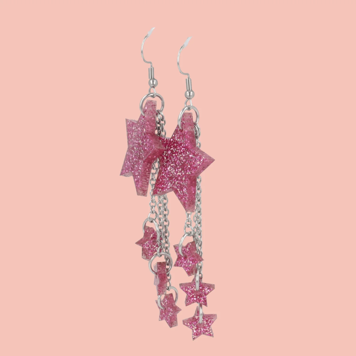 Pink Glitter Shooting Star Earrings - Image 3