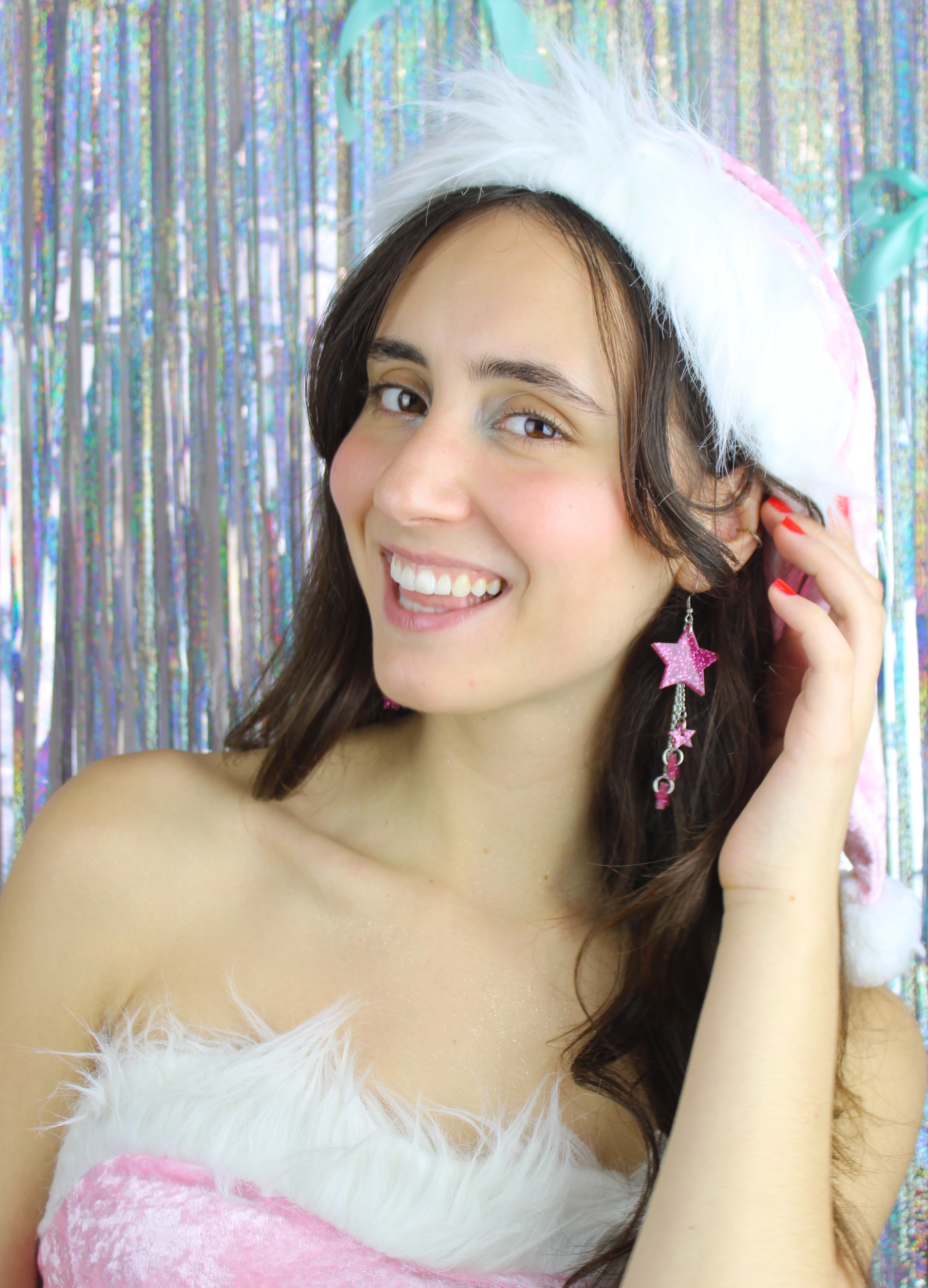 Pink Glitter Shooting Star Earrings - Image 5