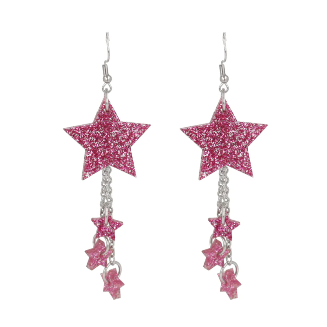 Pink Glitter Shooting Star Earrings - Image 6