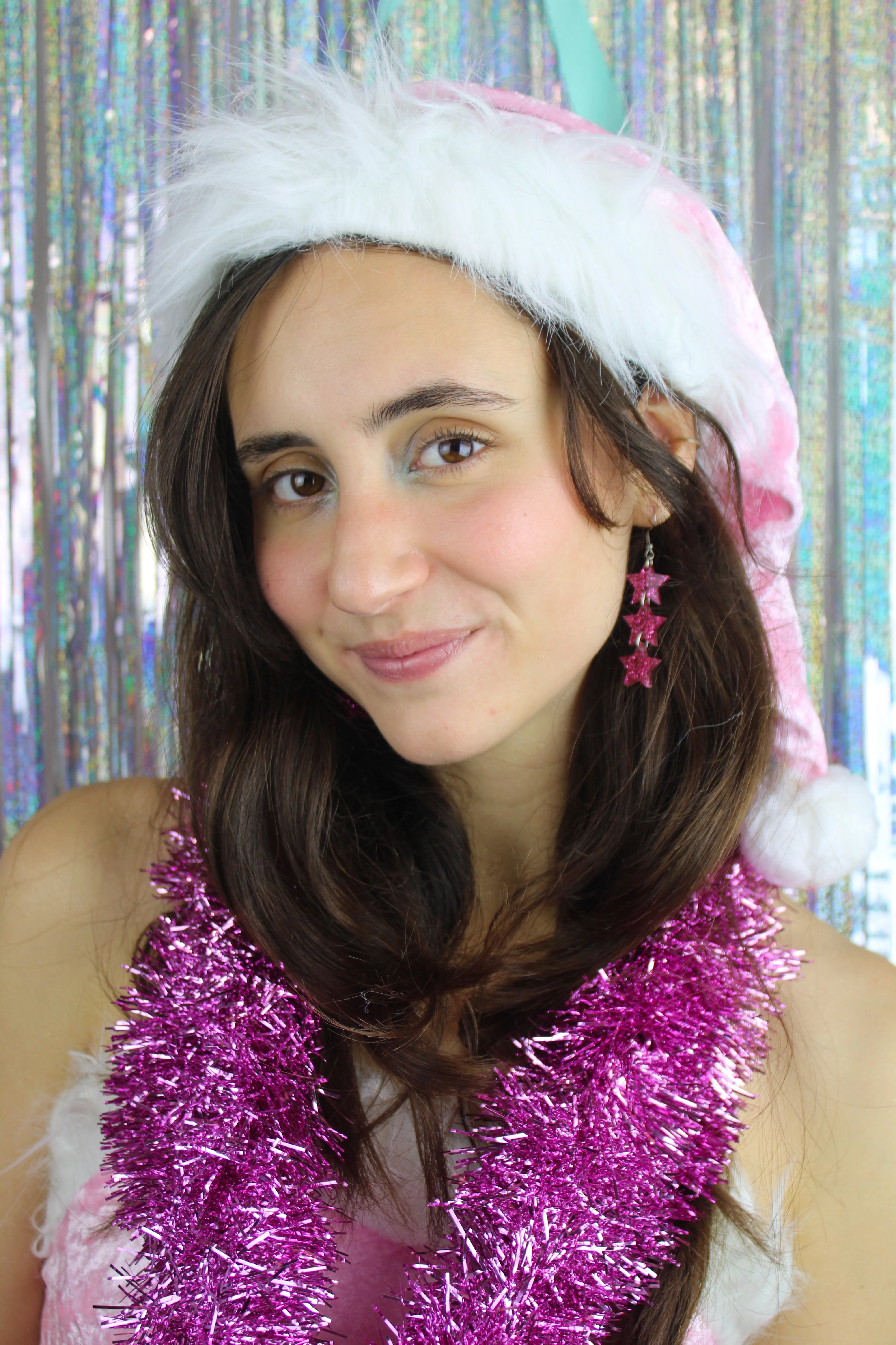 Pink Glitter Star Trio Earrings - Image 4