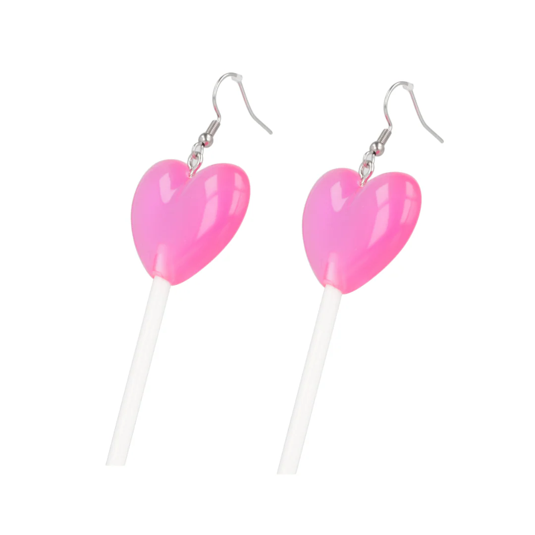 Pink Heart Lollipop Earrings - Image 6