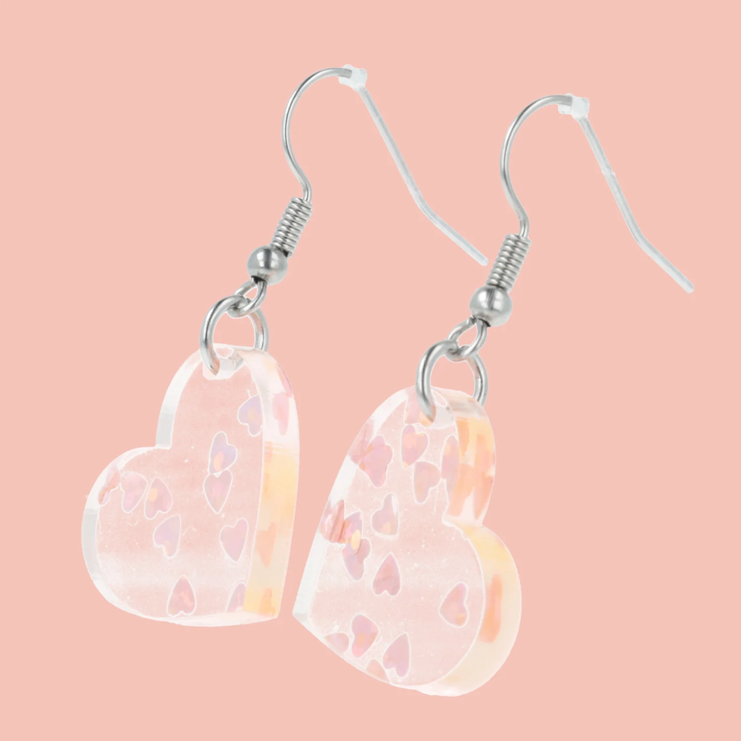 Pink Hearts Confetti Earrings - Image 2