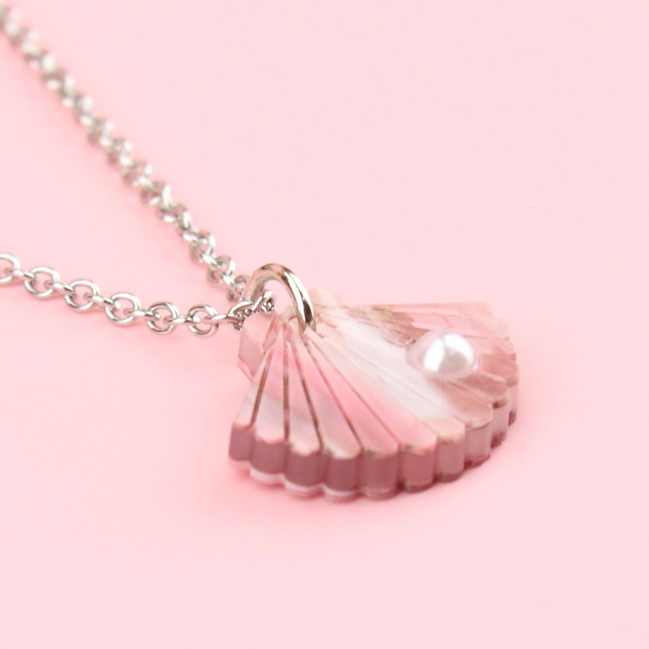 Pink Marble Shell Pendant Necklace - Image 5