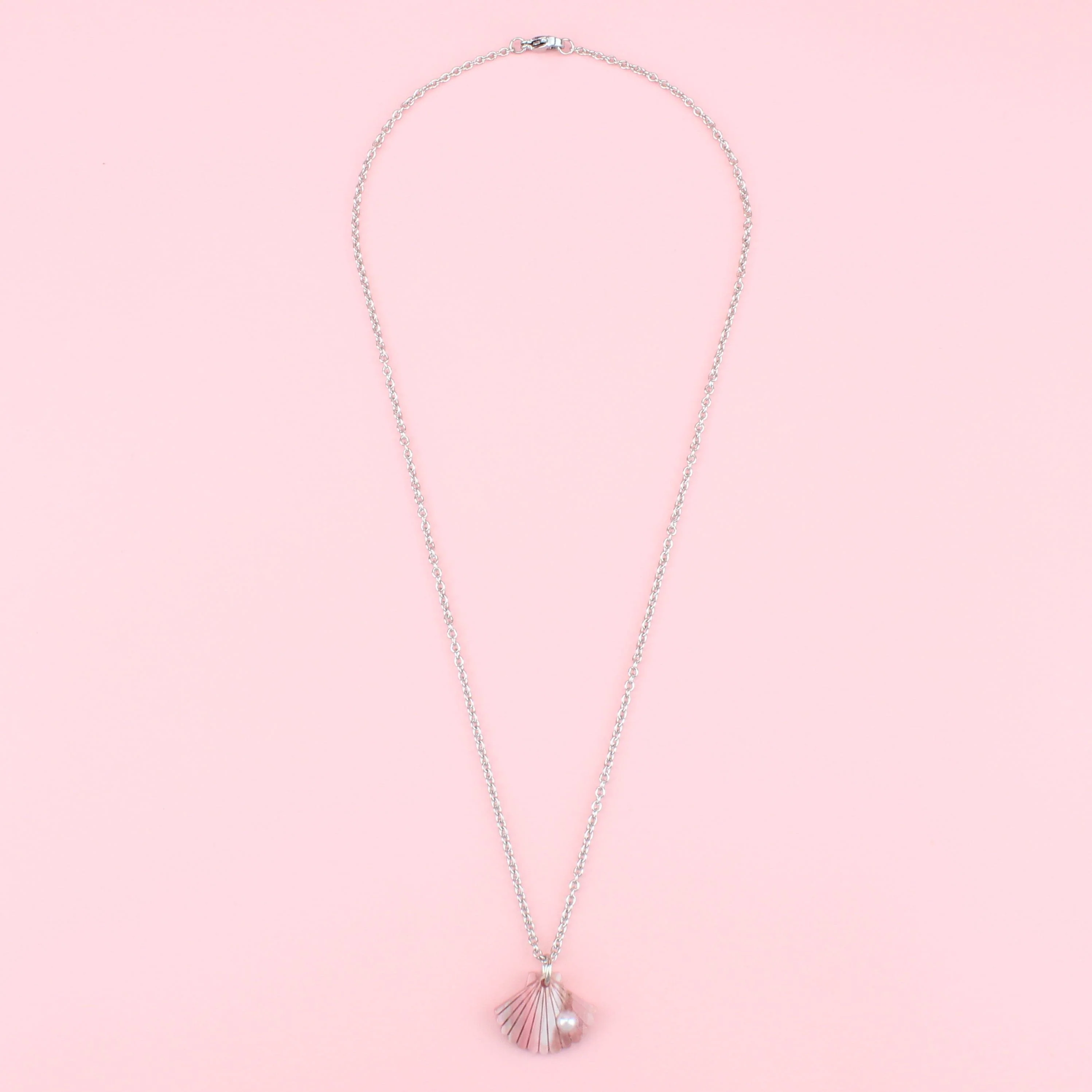 Pink Marble Shell Pendant Necklace - Image 7