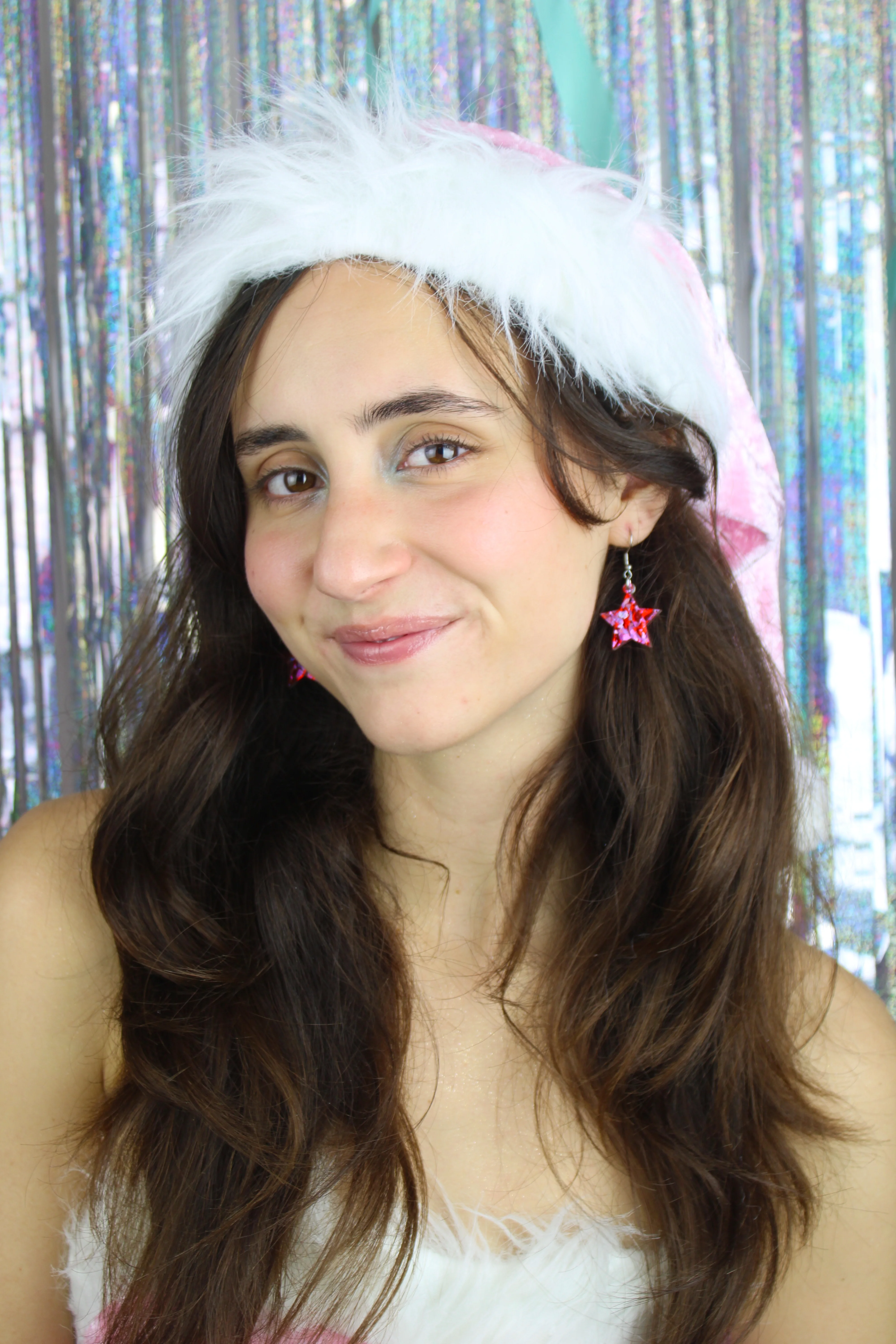 Pink & Red Confetti Star Earrings - Image 4