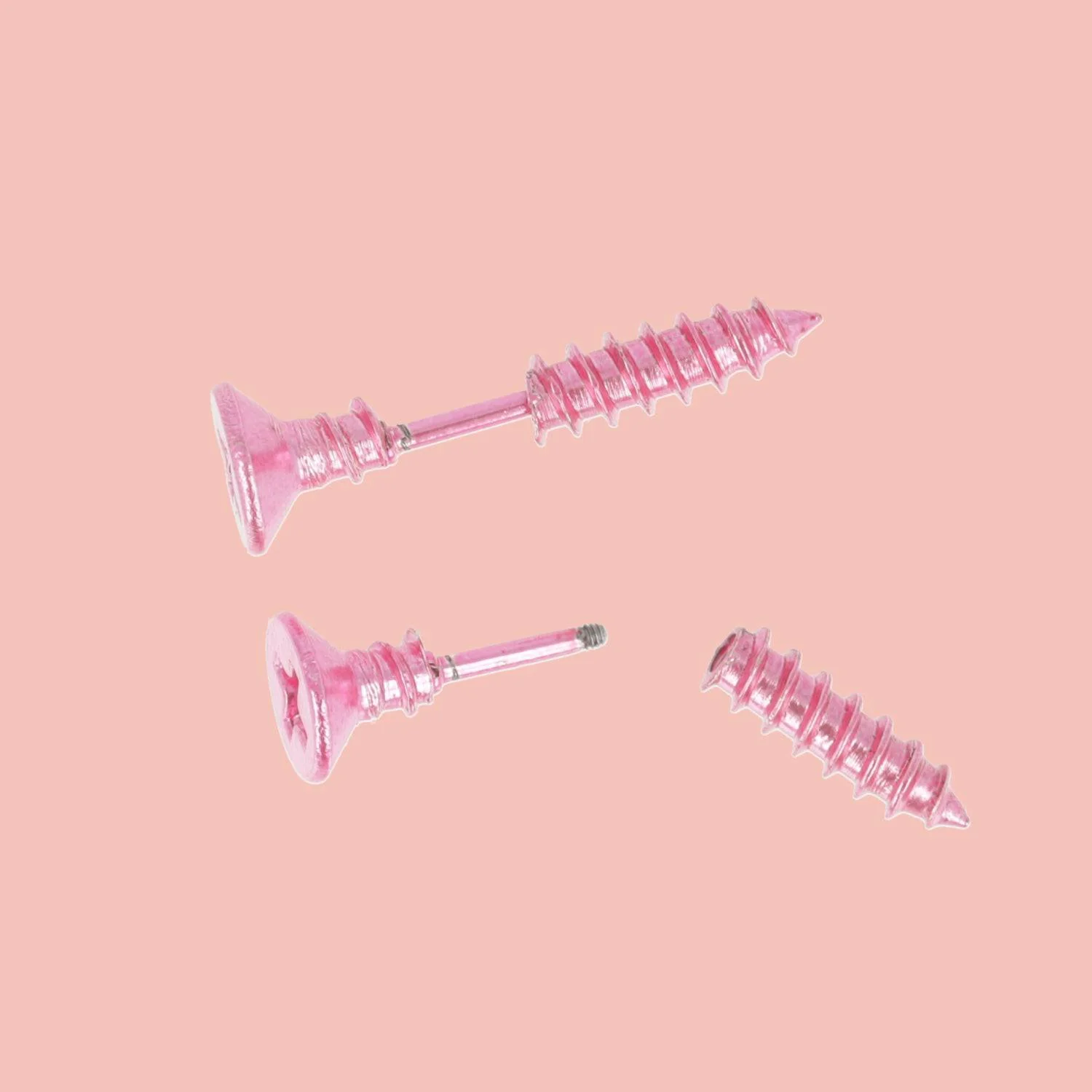 Pink Screw Earrings - Image 4