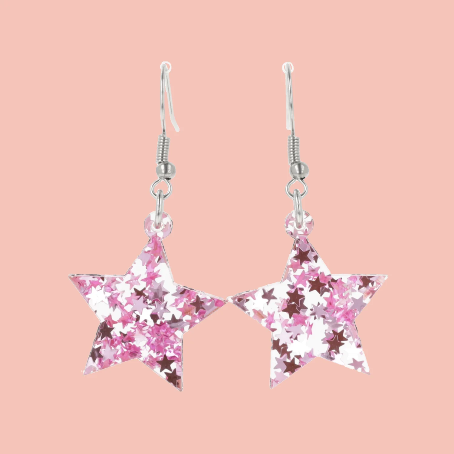 Pink Stellar Confetti Star Earrings - Image 5