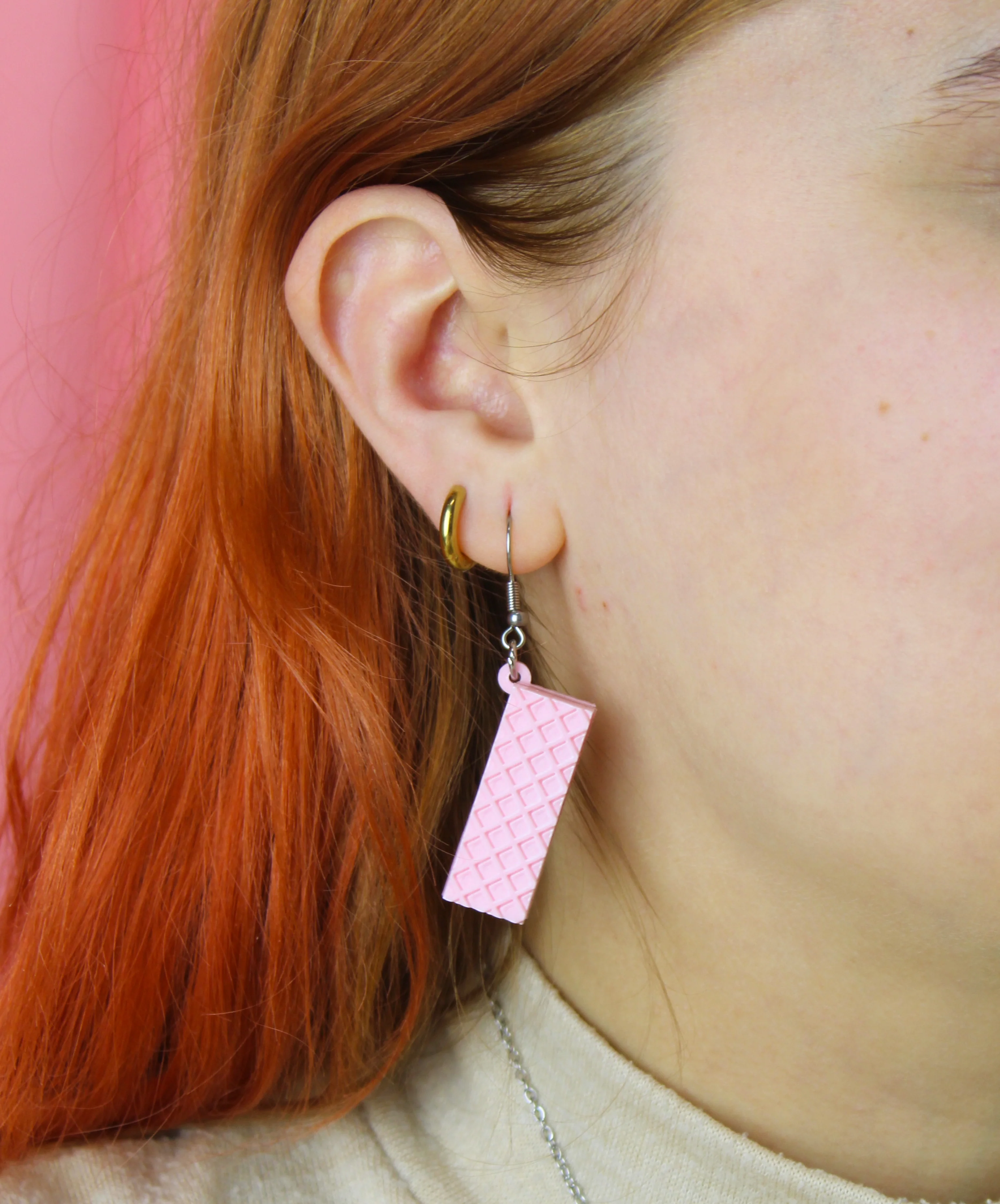 Pink Wafer Earrings - Image 2