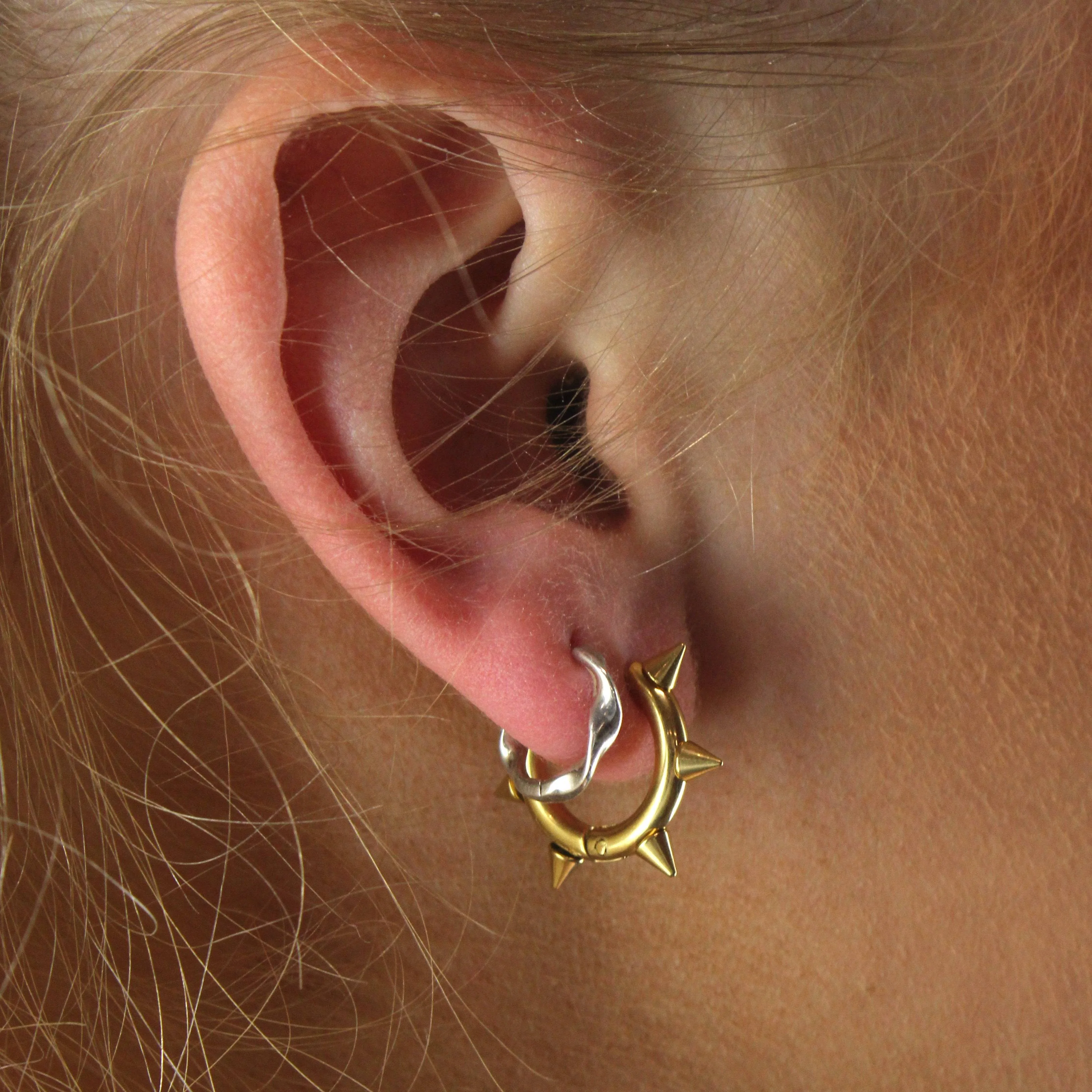 Punk-fection Spike Huggie Hoop Earrings (Gold Plated) - Image 2