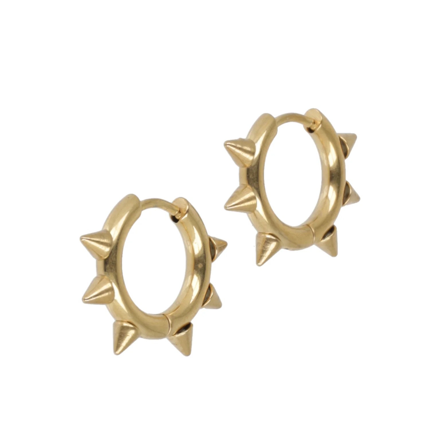 Punk-fection Spike Huggie Hoop Earrings (Gold Plated) - Image 3