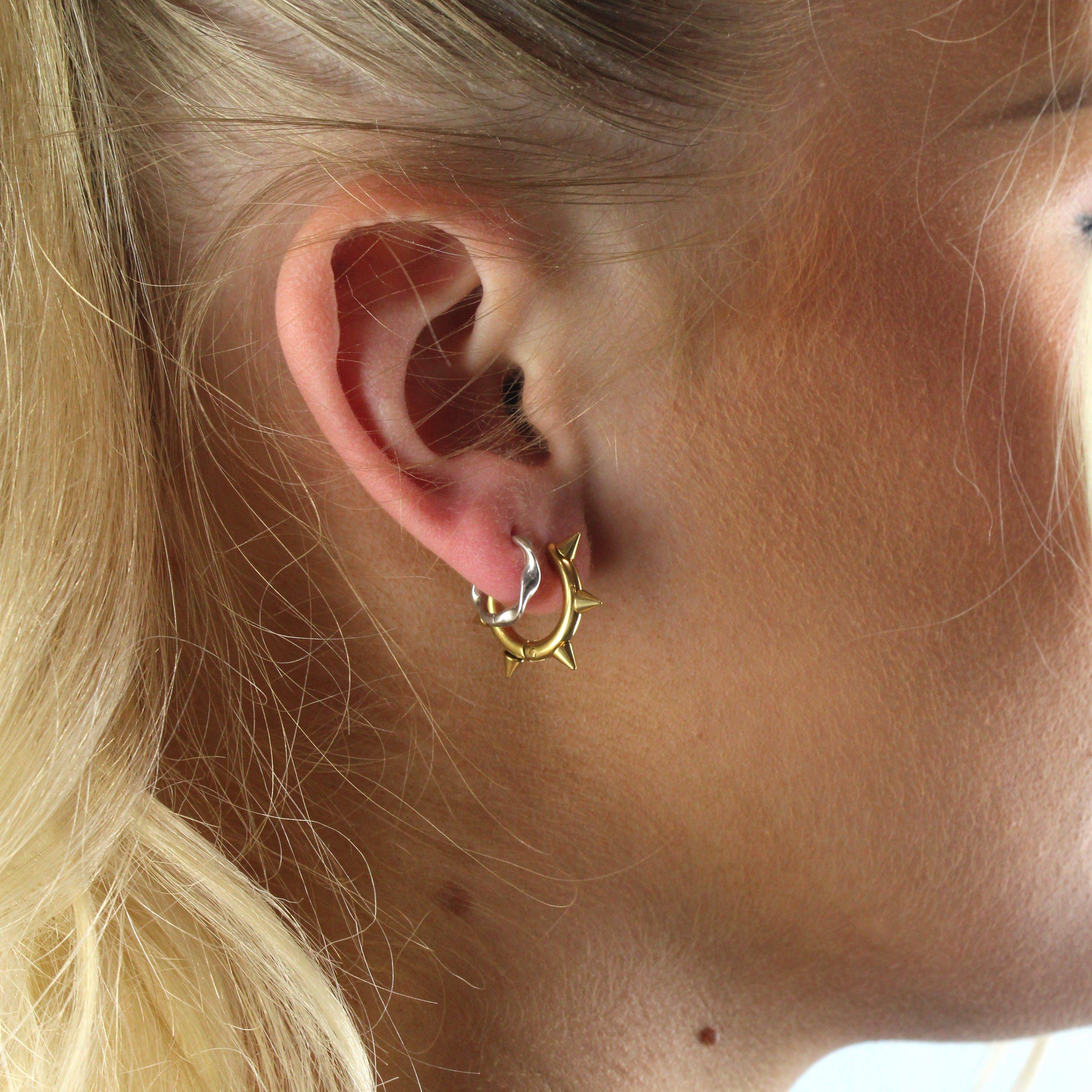Punk-fection Spike Huggie Hoop Earrings (Gold Plated) - Image 4