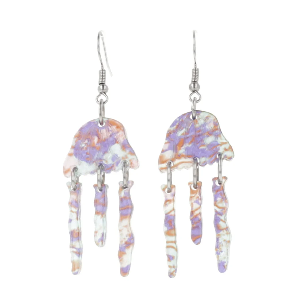 Purple Abalone Jellyfish Earrings - Image 6