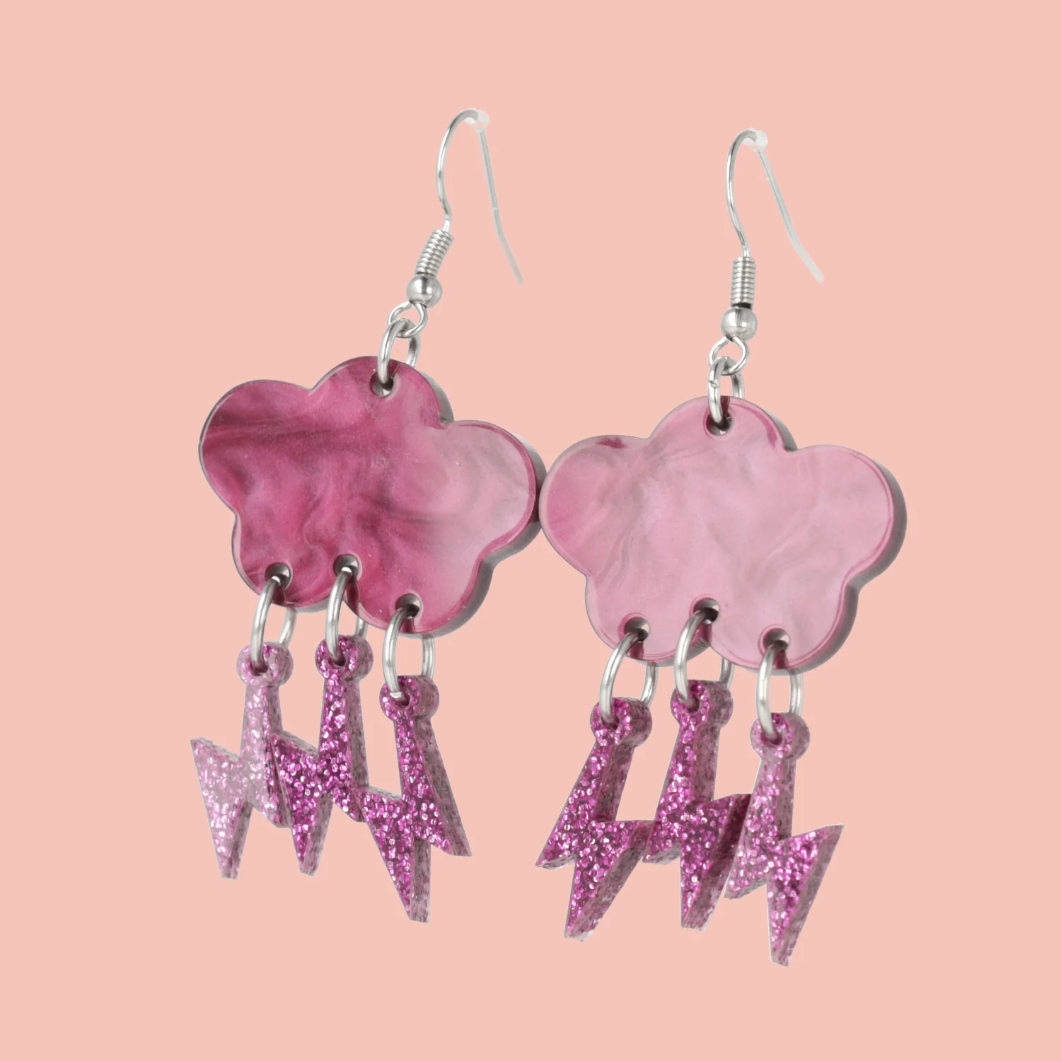 Purple Glitter Acid Lightning Earrings - Image 3