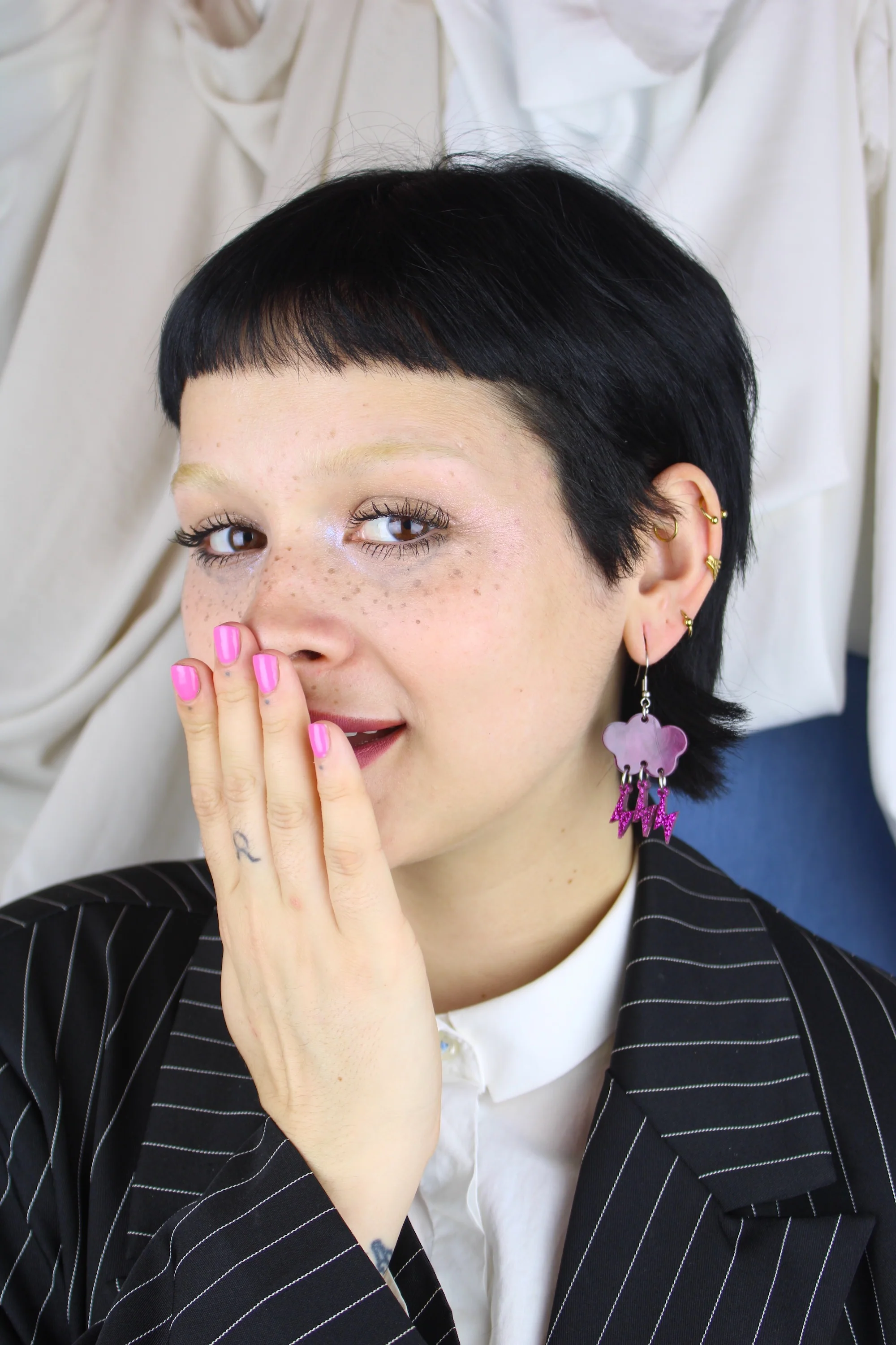 Purple Glitter Acid Lightning Earrings - Image 4