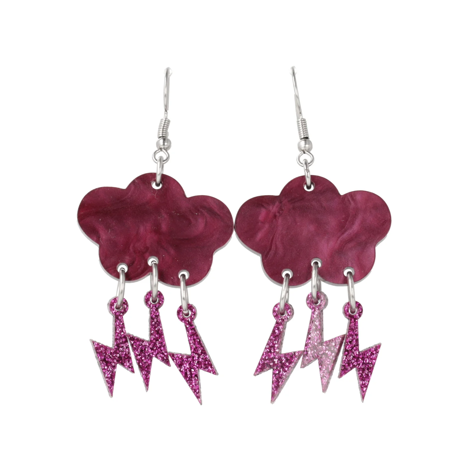 Purple Glitter Acid Lightning Earrings - Image 6