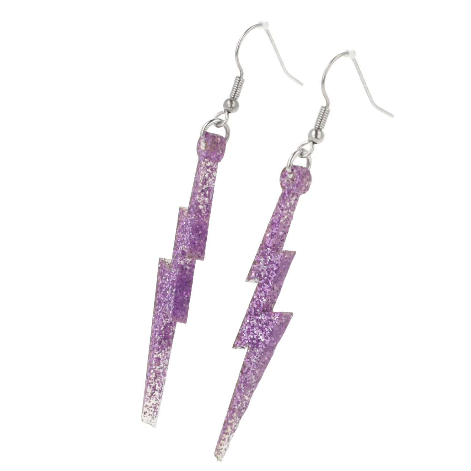 Purple Glitter Lightning Bolt Earrings - Image 8
