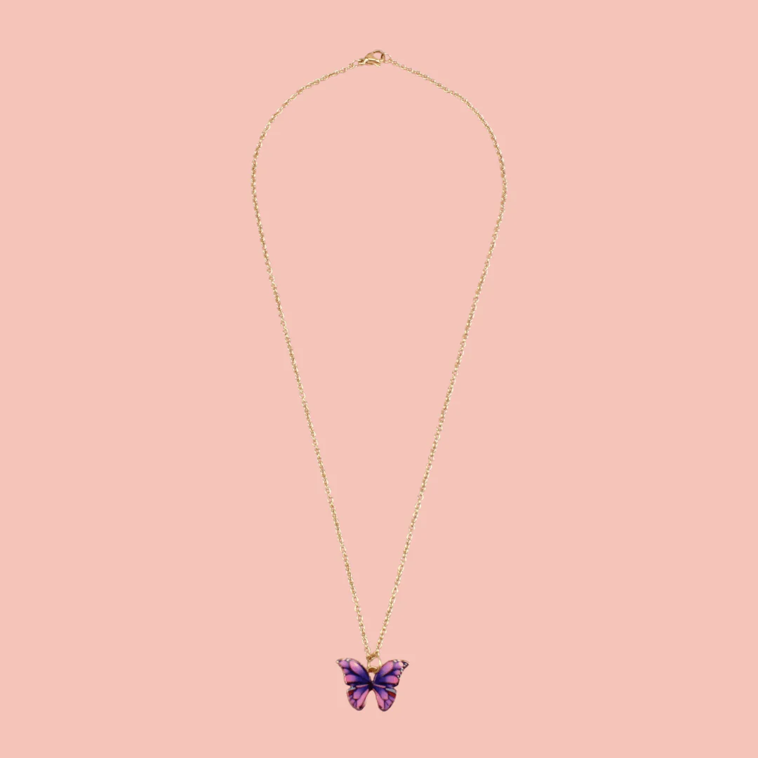 Purple & Pink Butterfly Necklace - Image 4