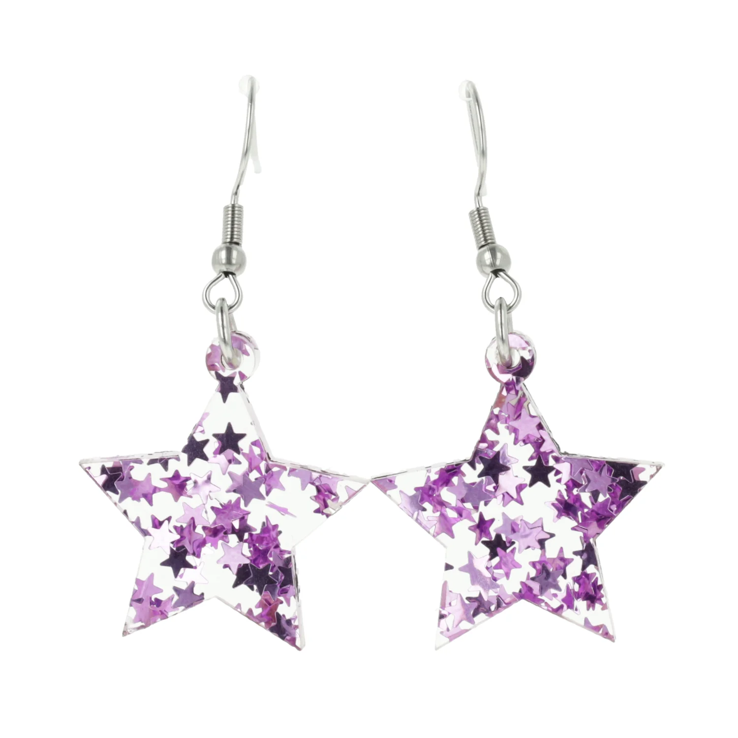 Purple Stellar Confetti Star Earrings - Image 2