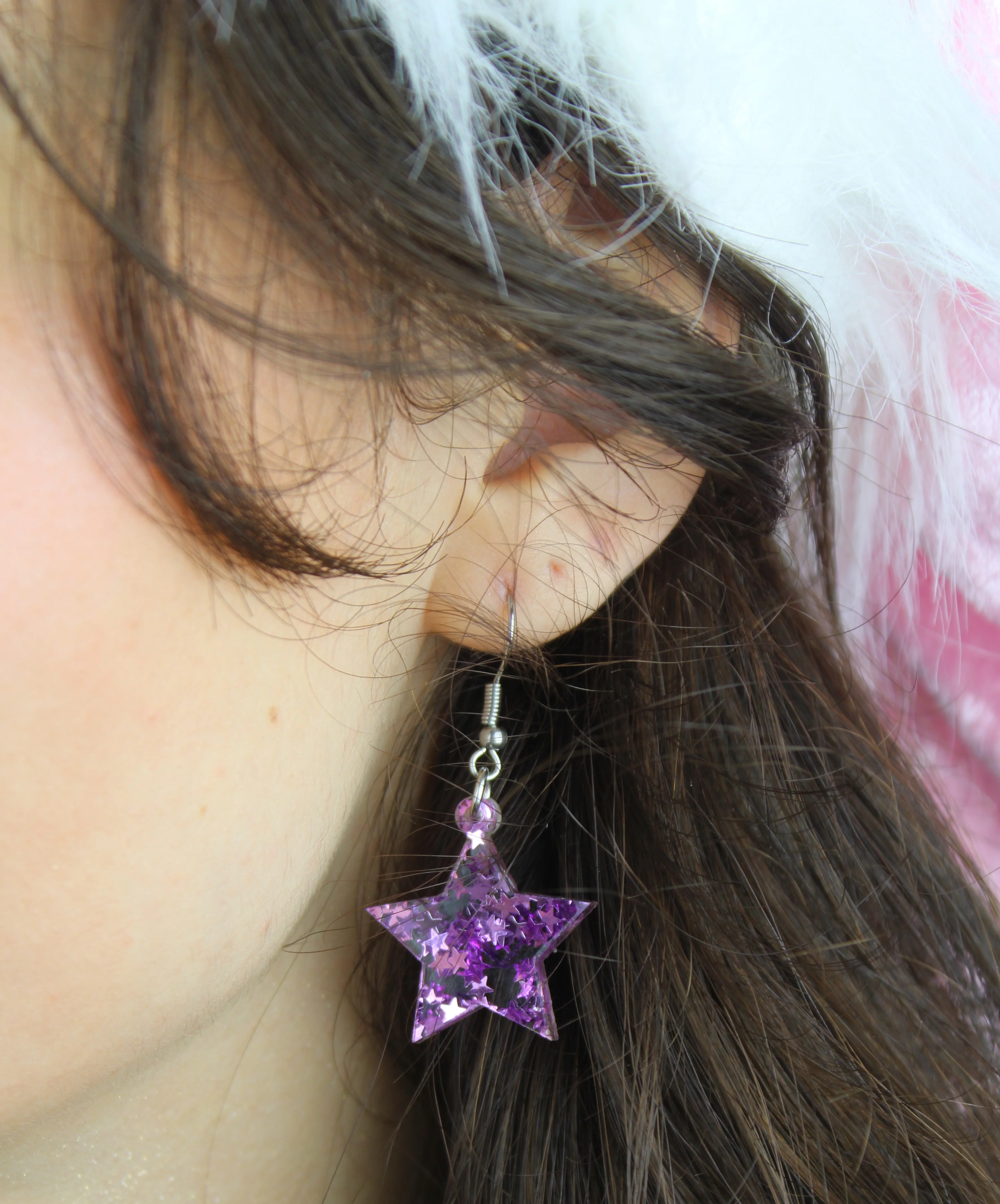Purple Stellar Confetti Star Earrings - Image 3