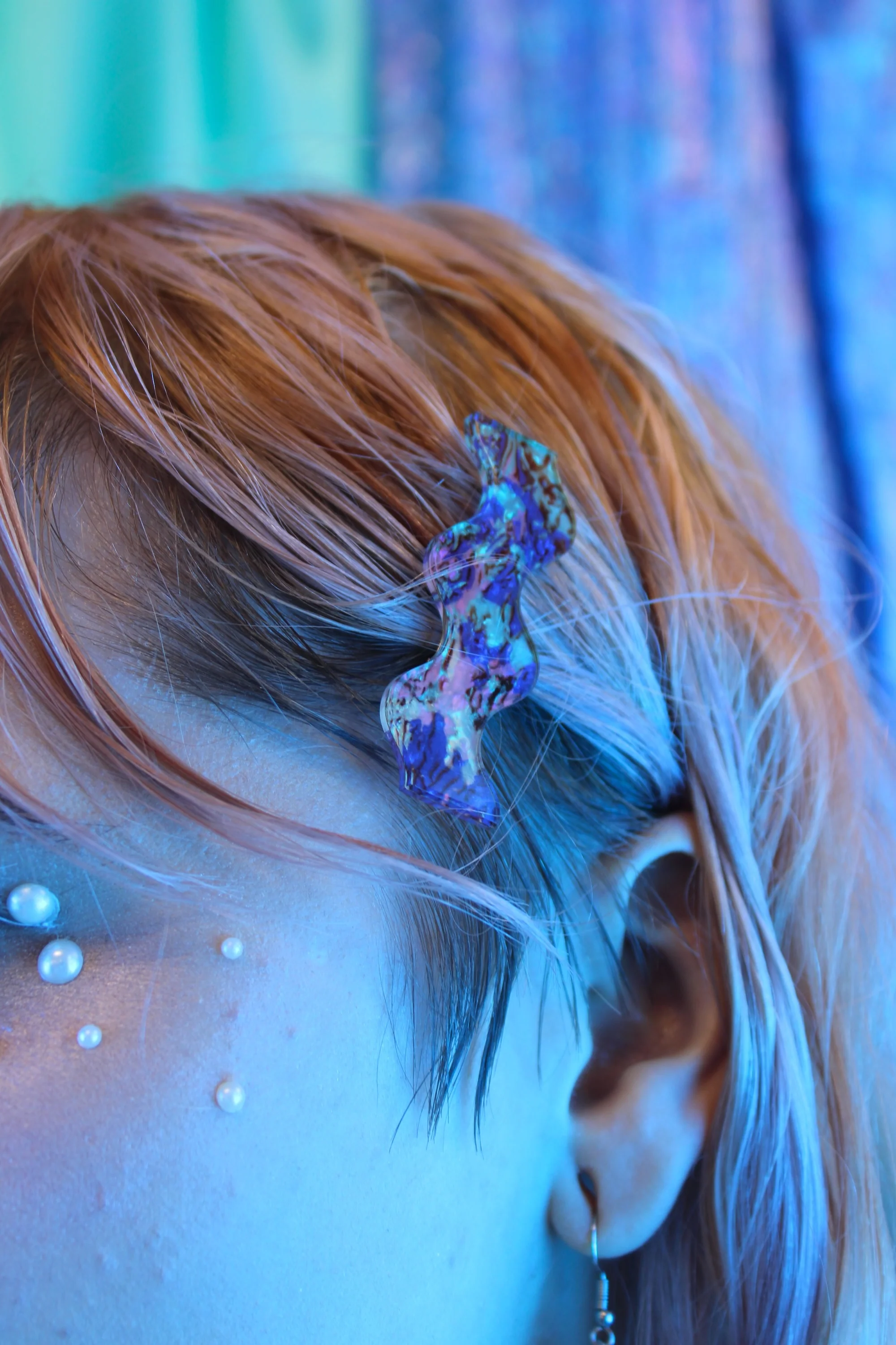 Purple Wavy Abalone Hair Clips - Image 5