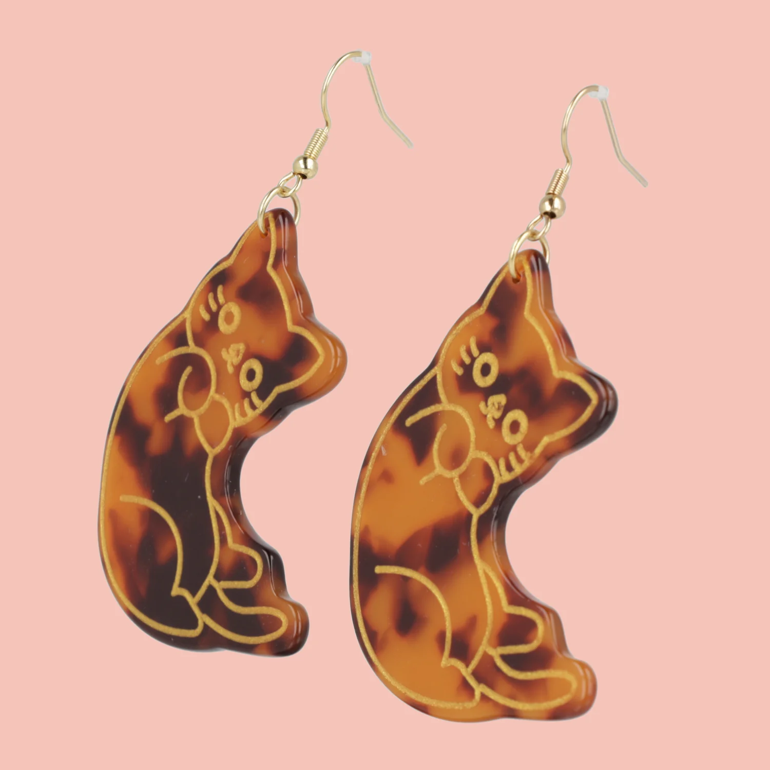 Purr-fectly Adorable Tortie Cat Earrings - Image 2