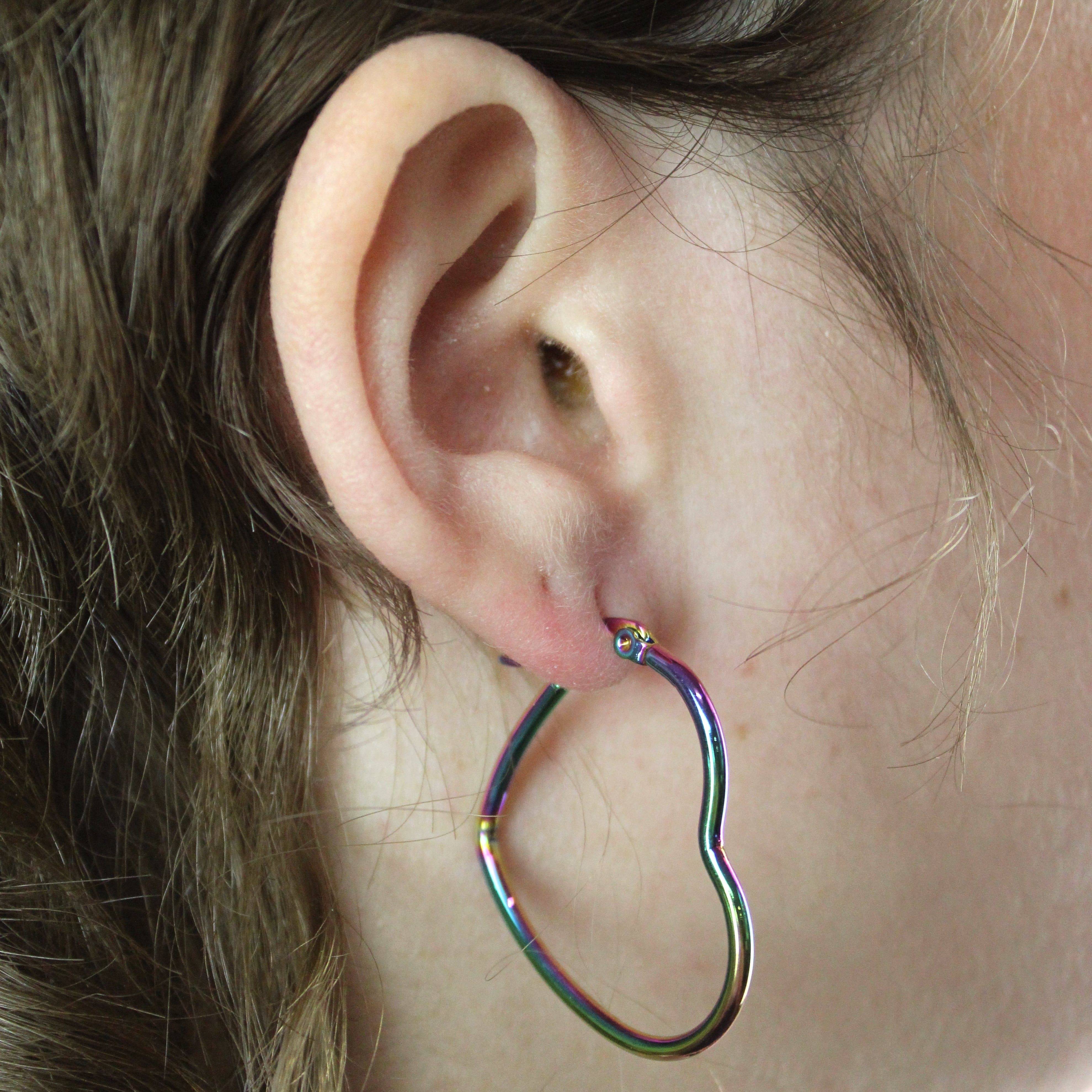 Rainbow Heart Hoop Earrings - Image 3