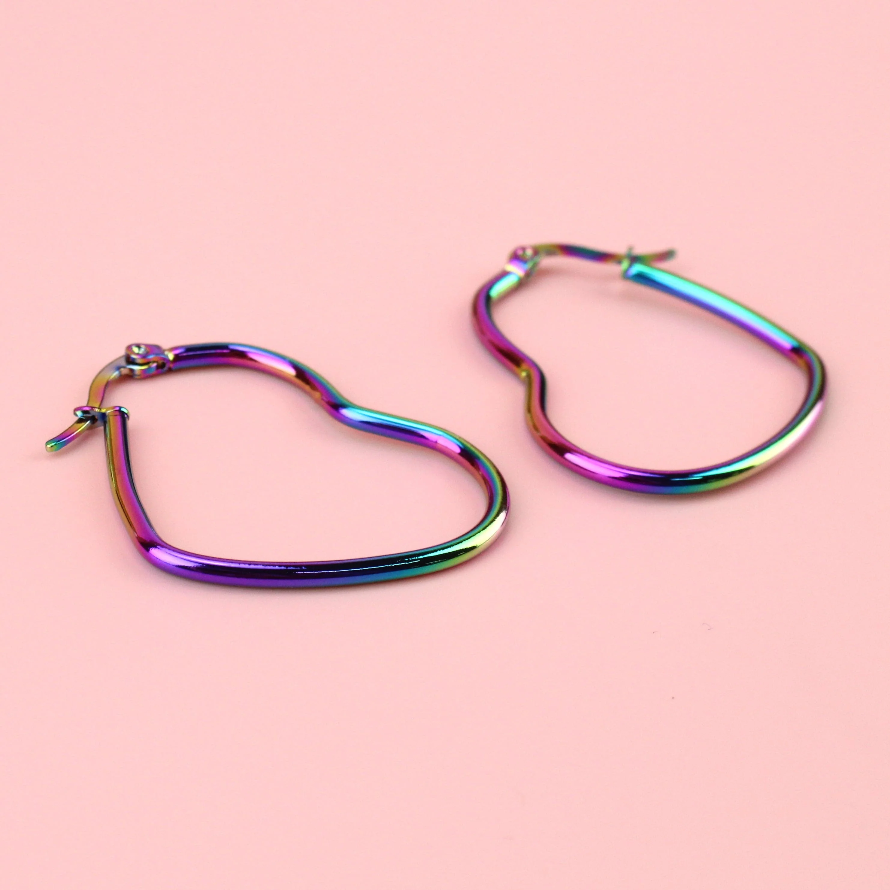 Rainbow Heart Hoop Earrings - Image 4