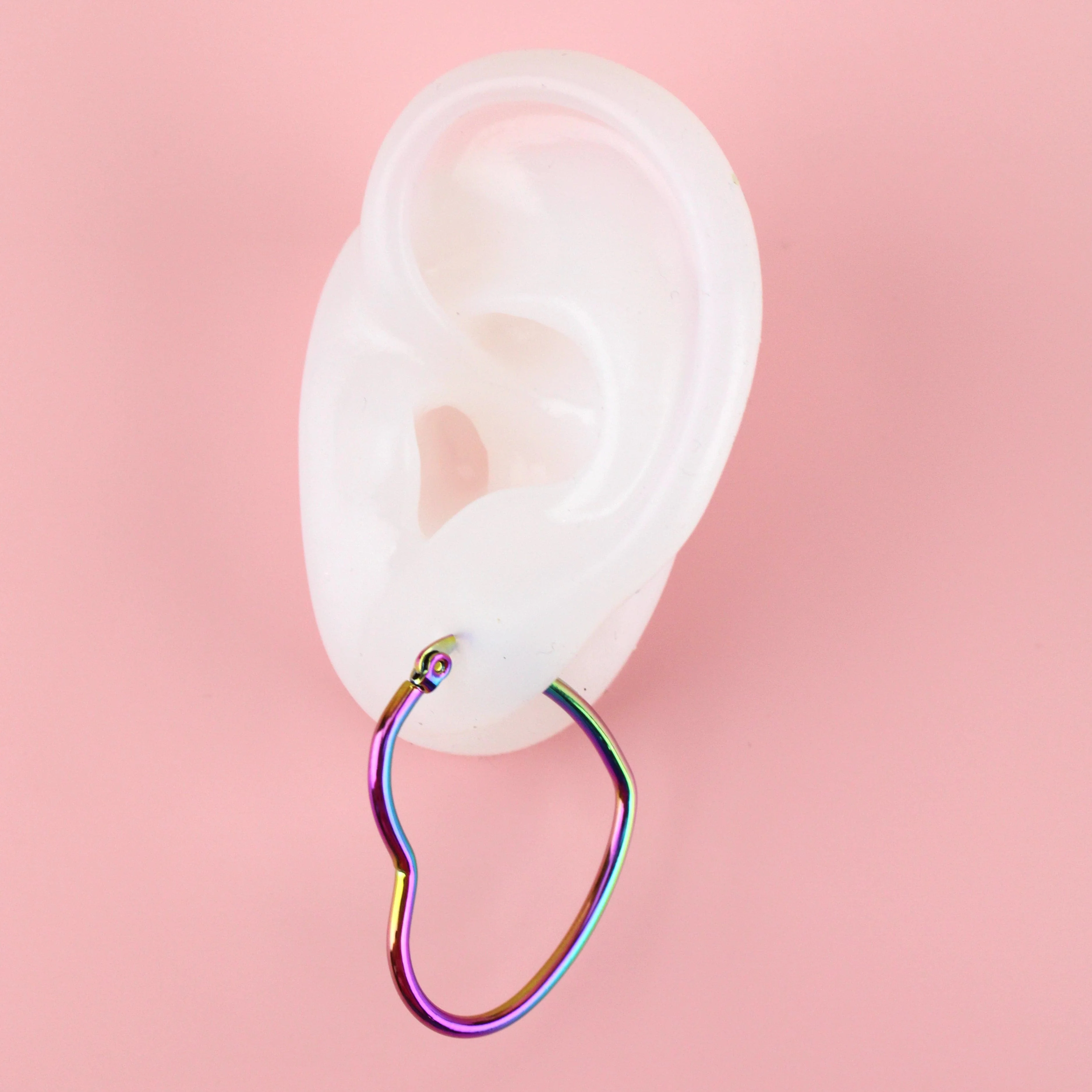 Rainbow Heart Hoop Earrings - Image 5