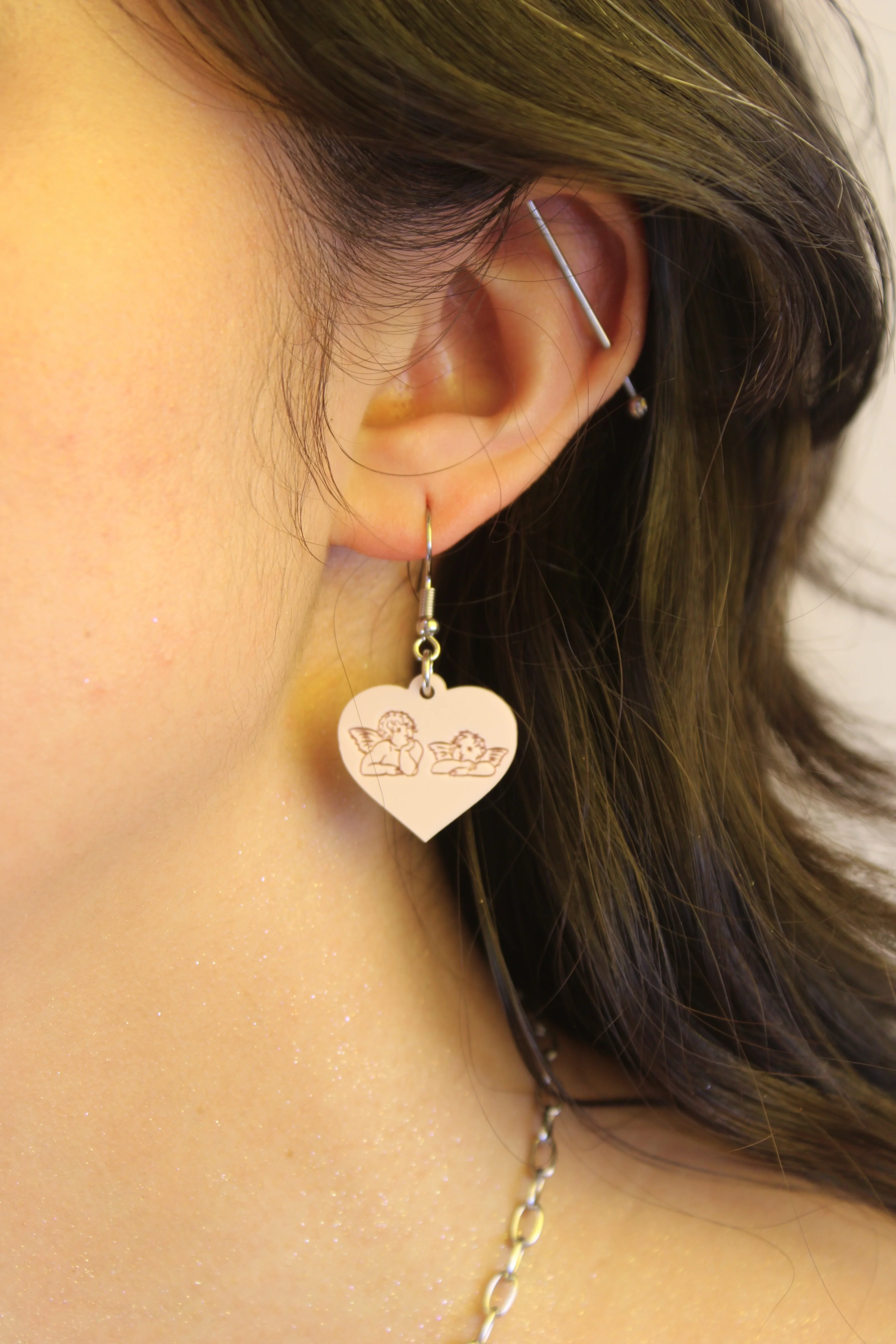 Raphael's Angels Heart Earrings - Marshmallow Pink - Image 2