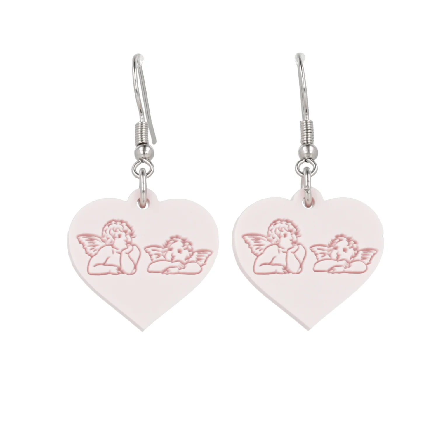 Raphael's Angels Heart Earrings - Marshmallow Pink - Image 4