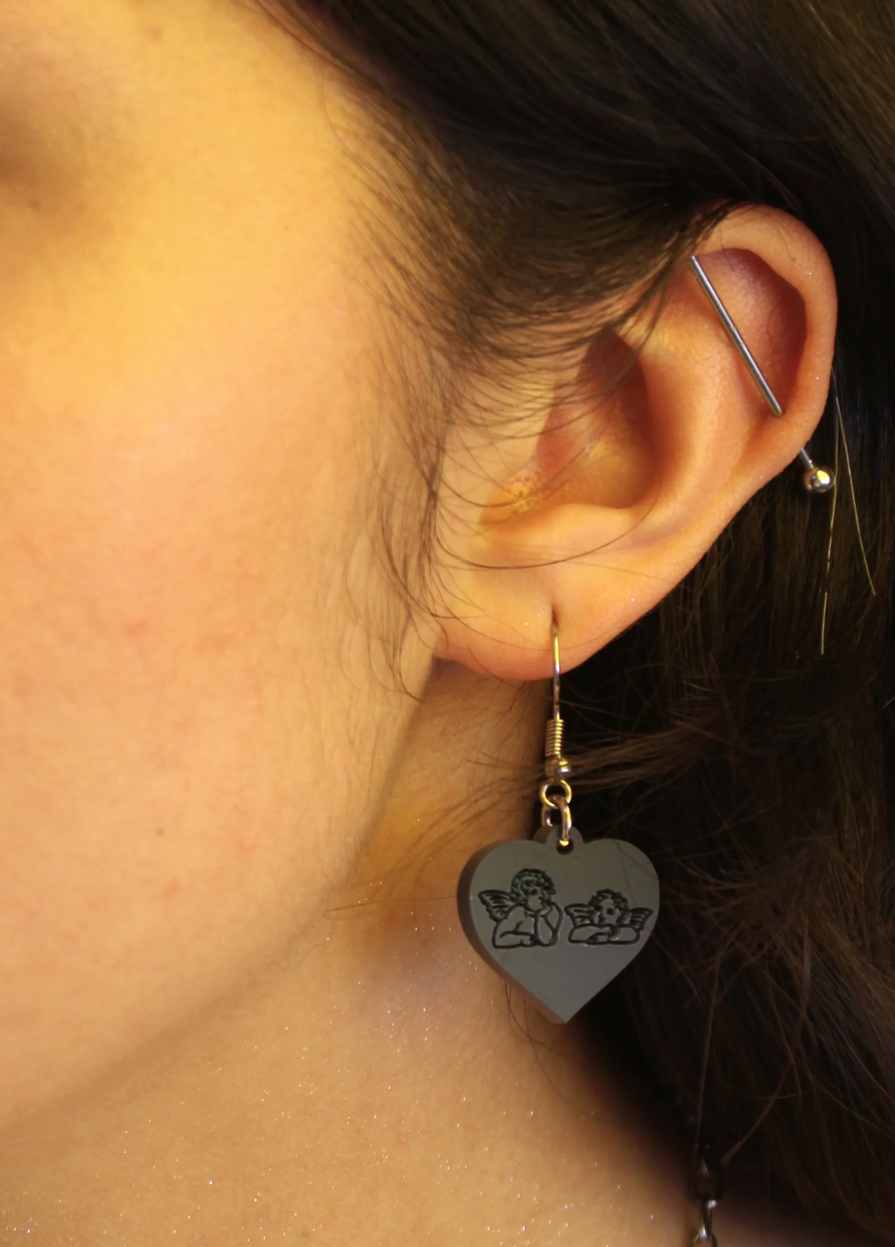 Raphael's Angels Heart Earrings - Midnight Blue - Image 3
