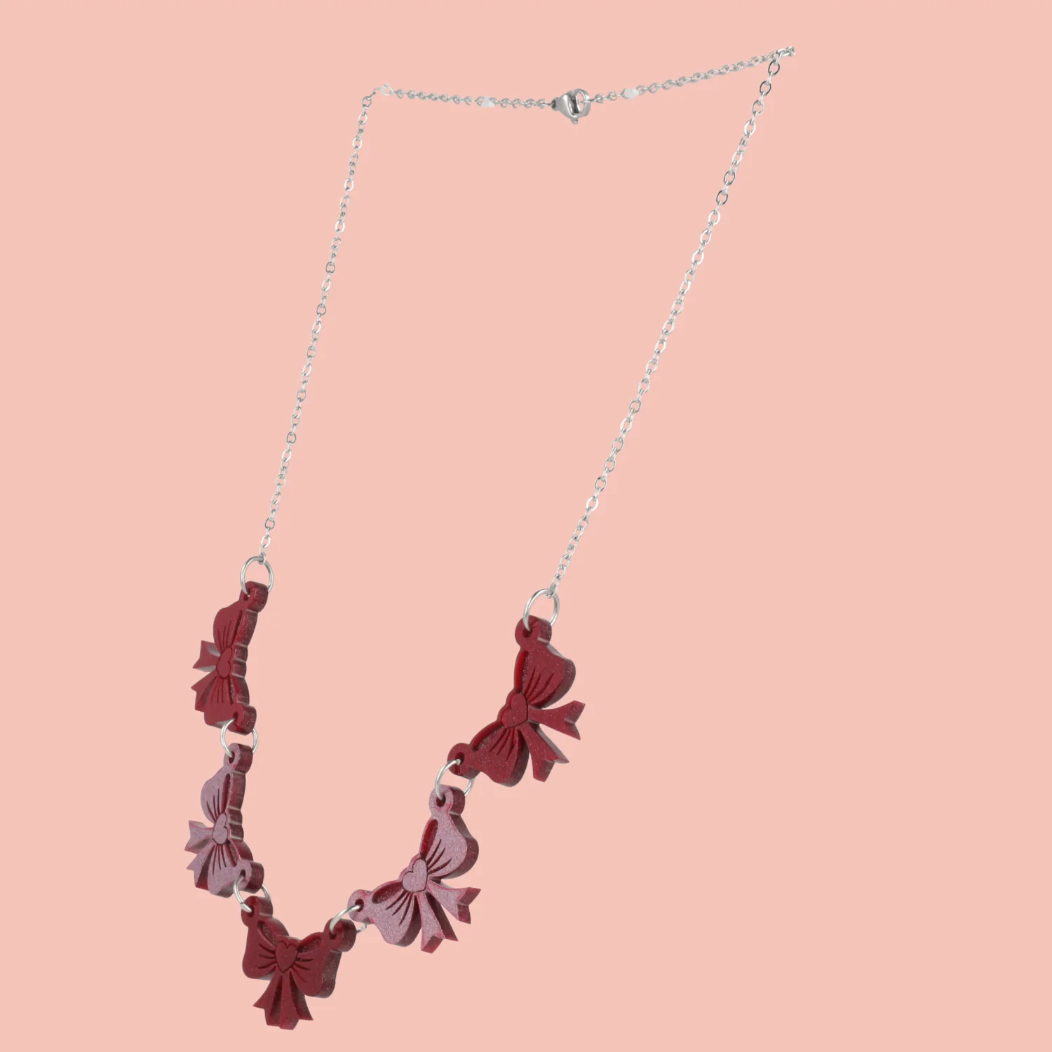Red and Pink Bow Bunting Necklace - Image 5
