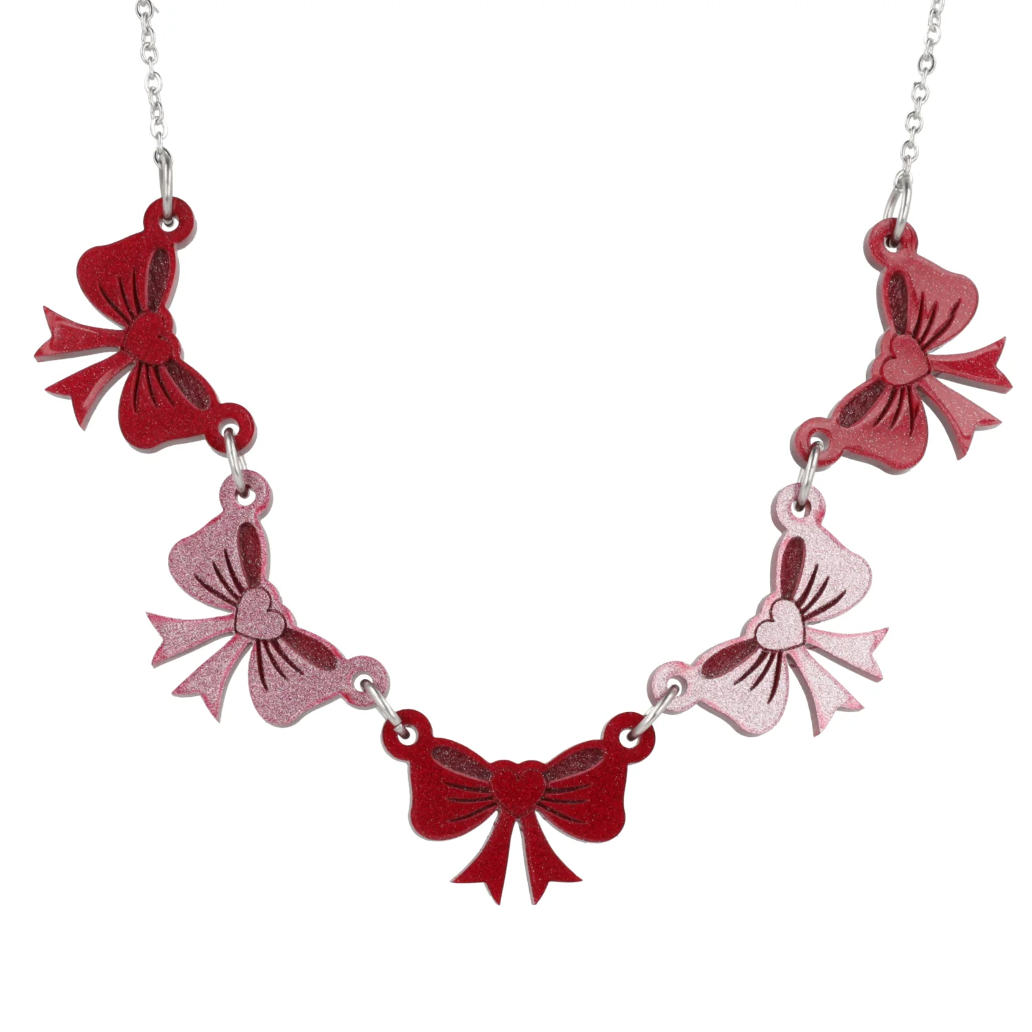 Red and Pink Bow Bunting Necklace - Image 7