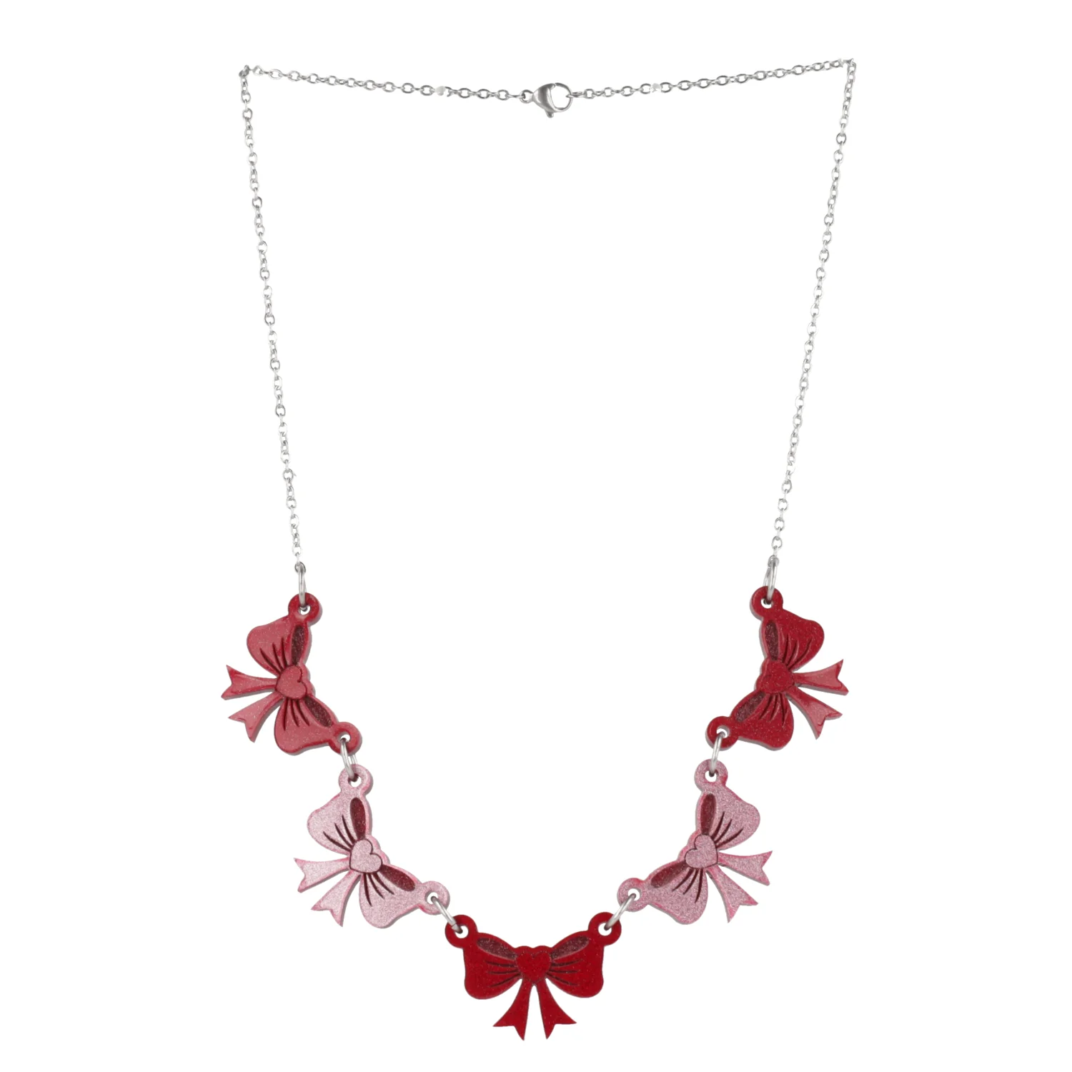 Red and Pink Bow Bunting Necklace - Image 8