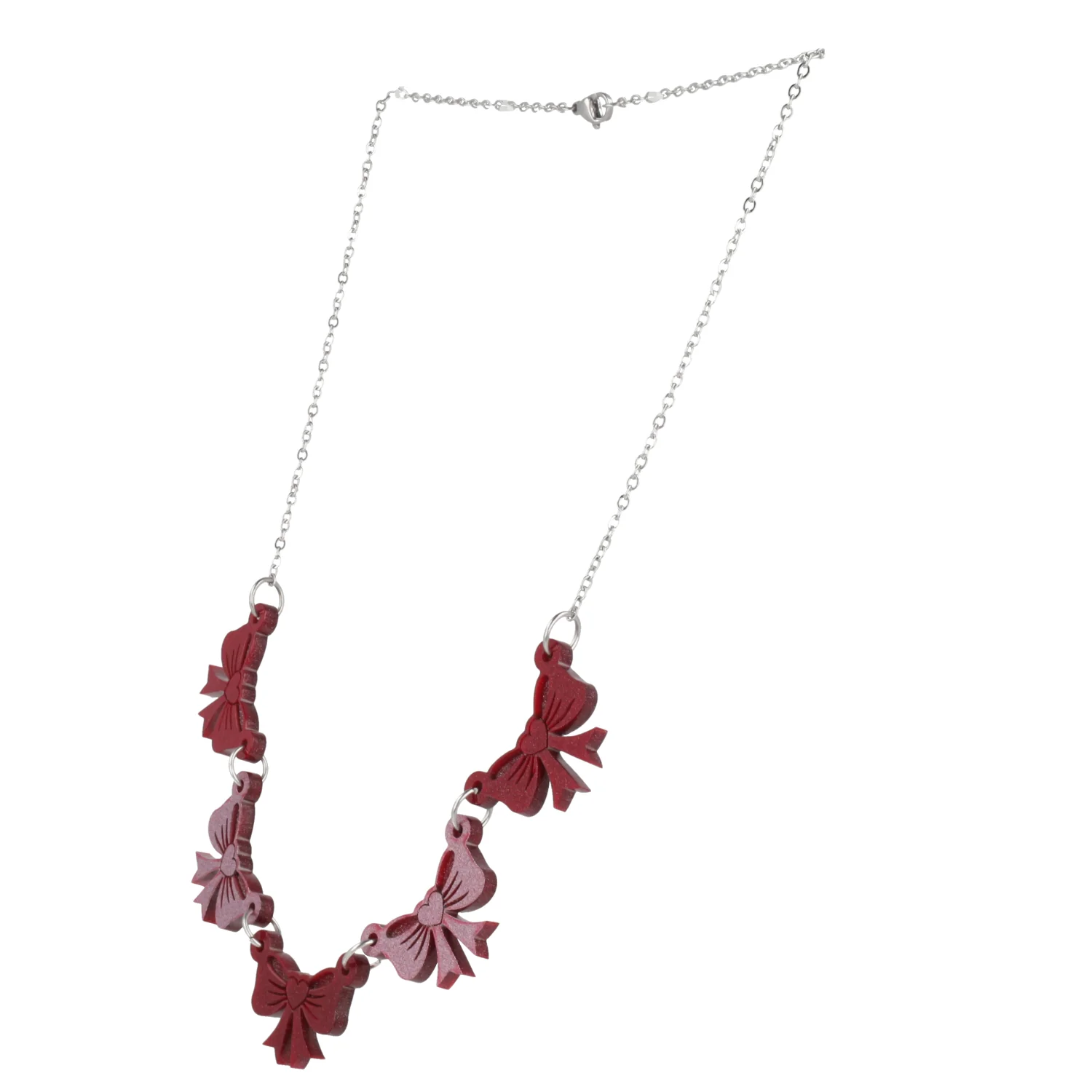 Red and Pink Bow Bunting Necklace - Image 9