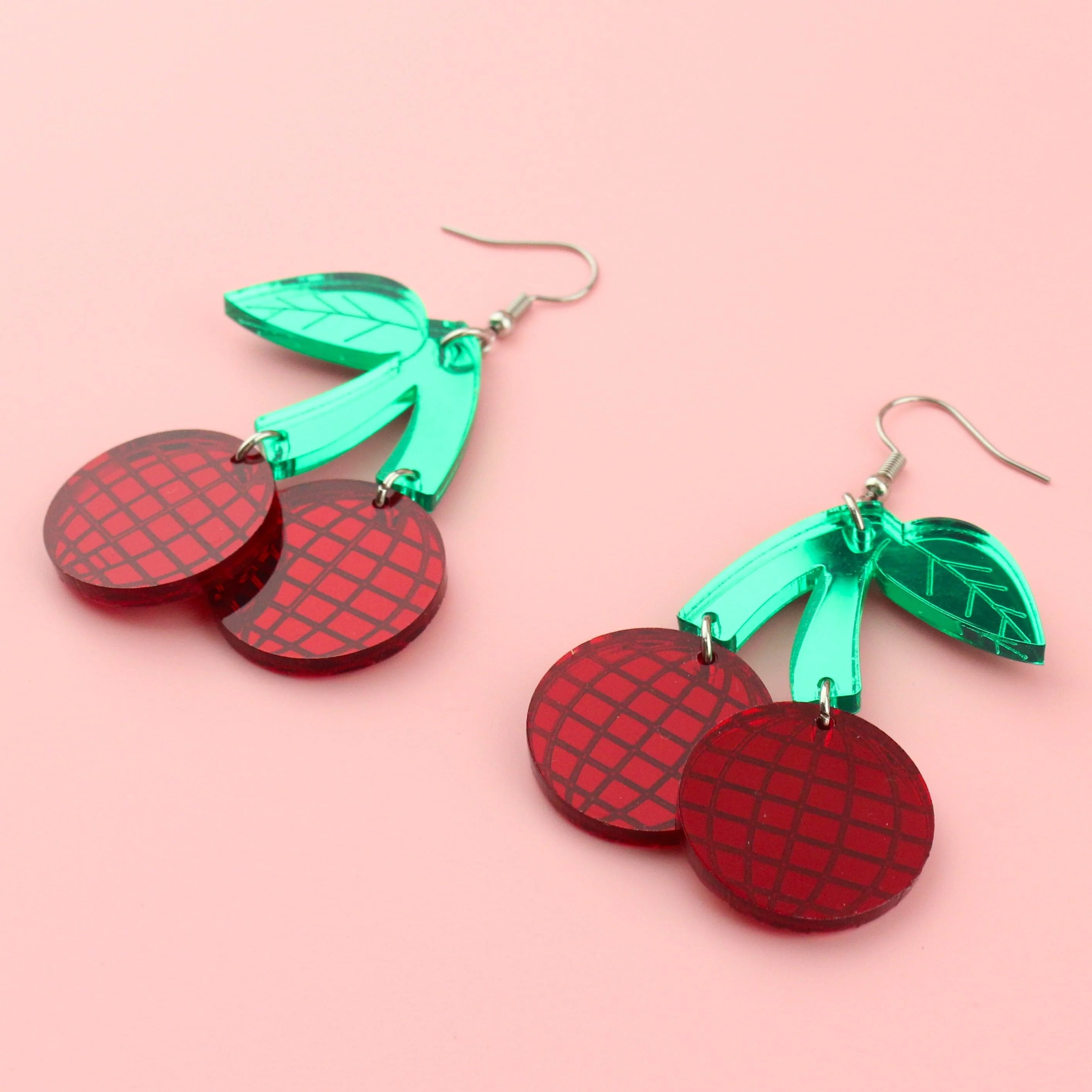 Red Disco Cherry Earrings - Image 3