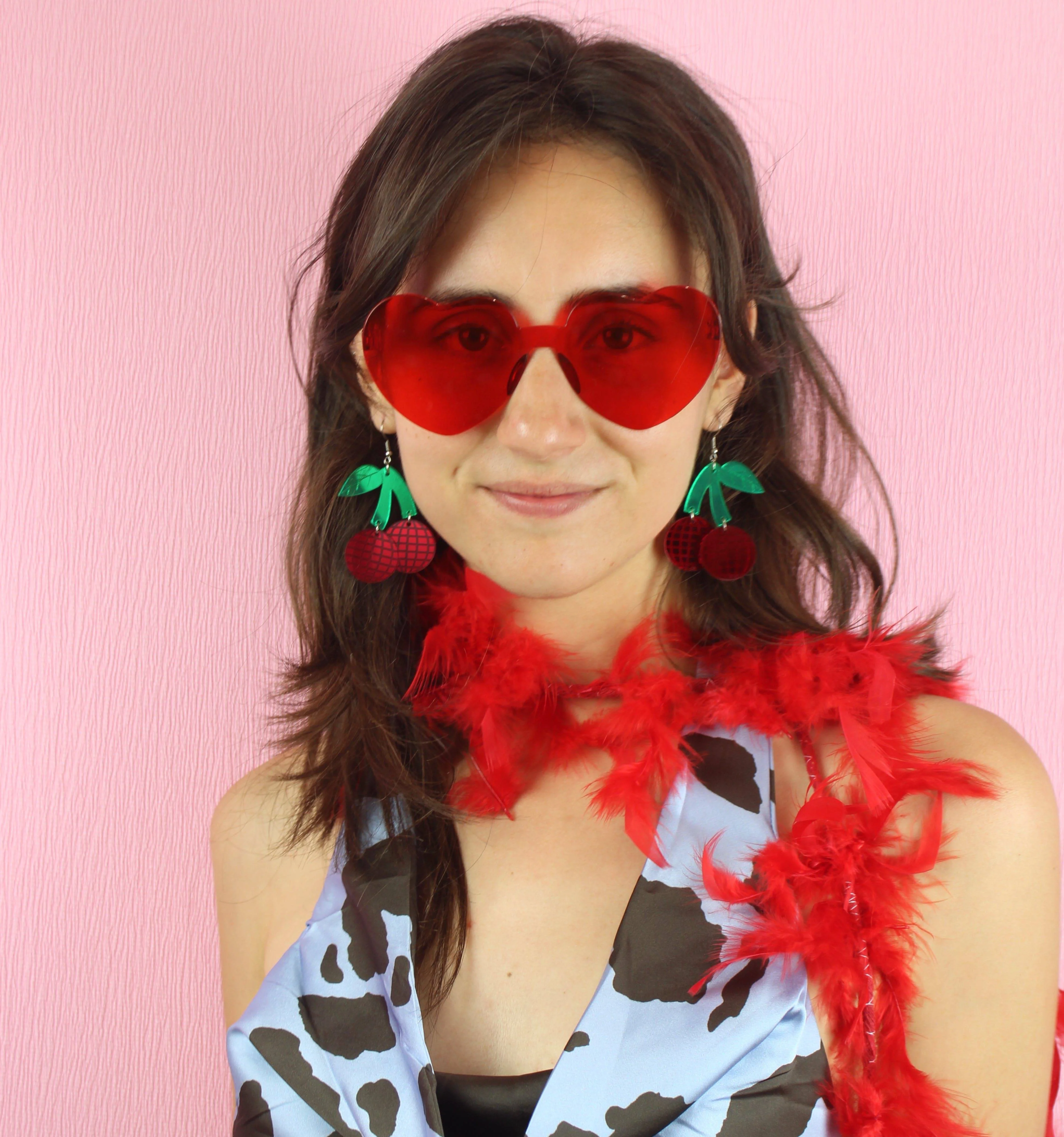 Red Disco Cherry Earrings - Image 6