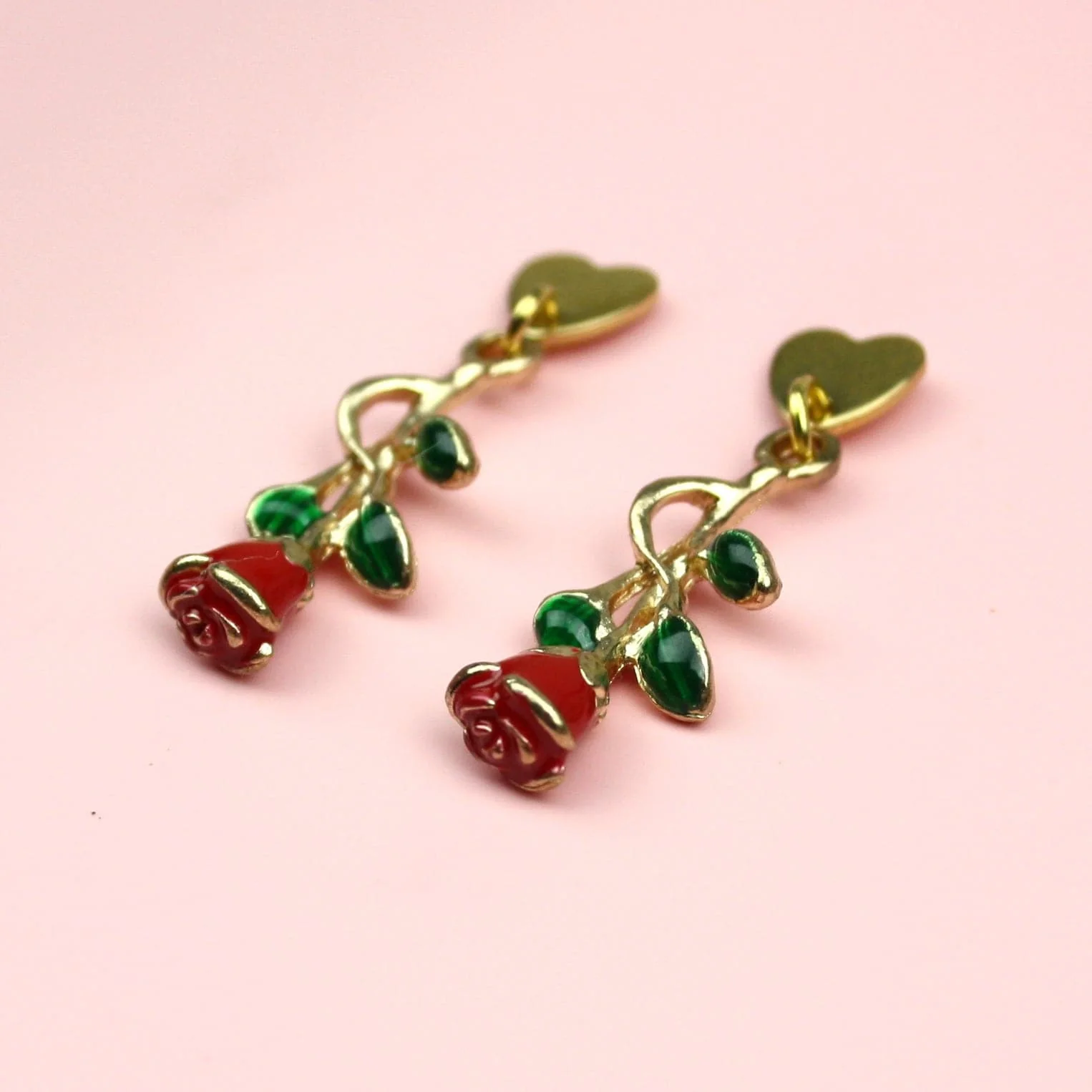 Red Enchanted Rose Earrings - Image 2