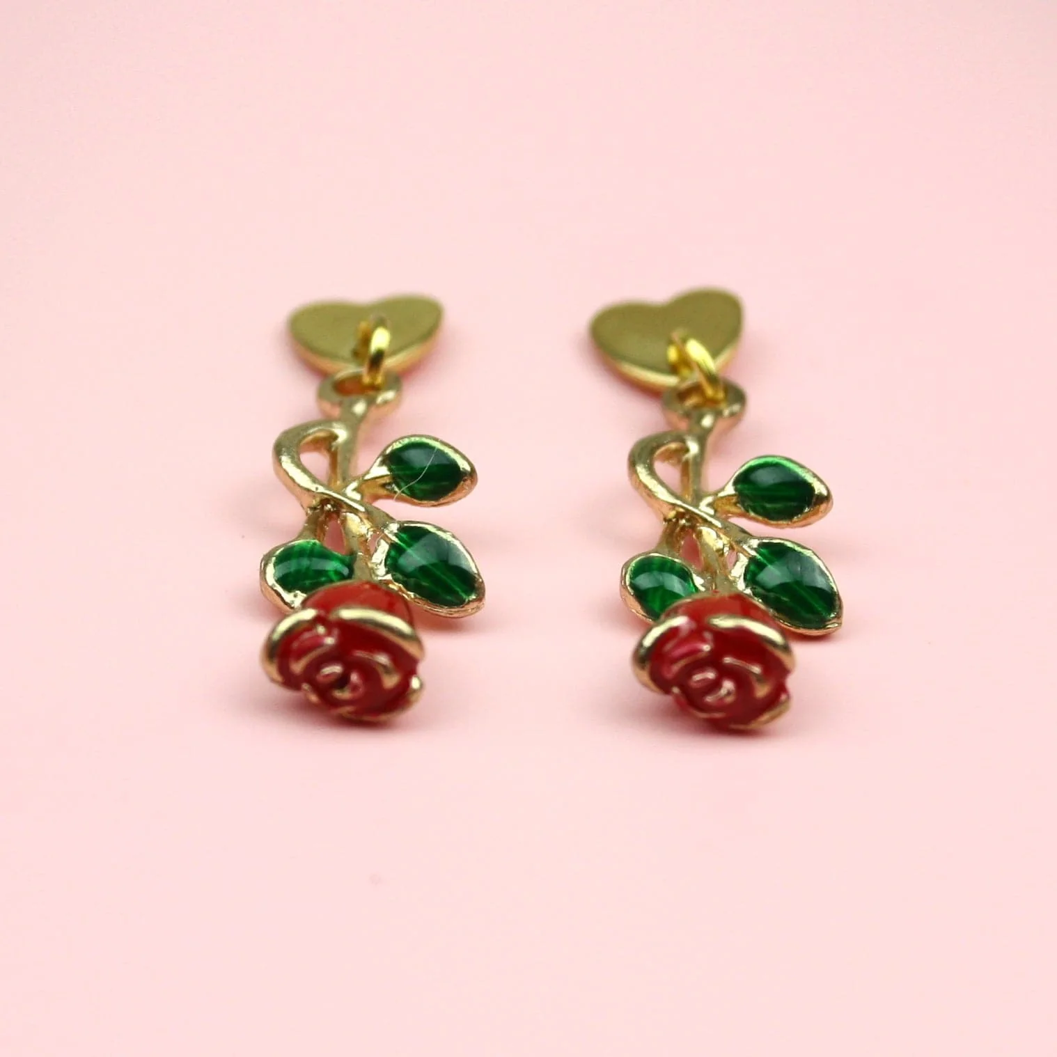 Red Enchanted Rose Earrings - Image 3